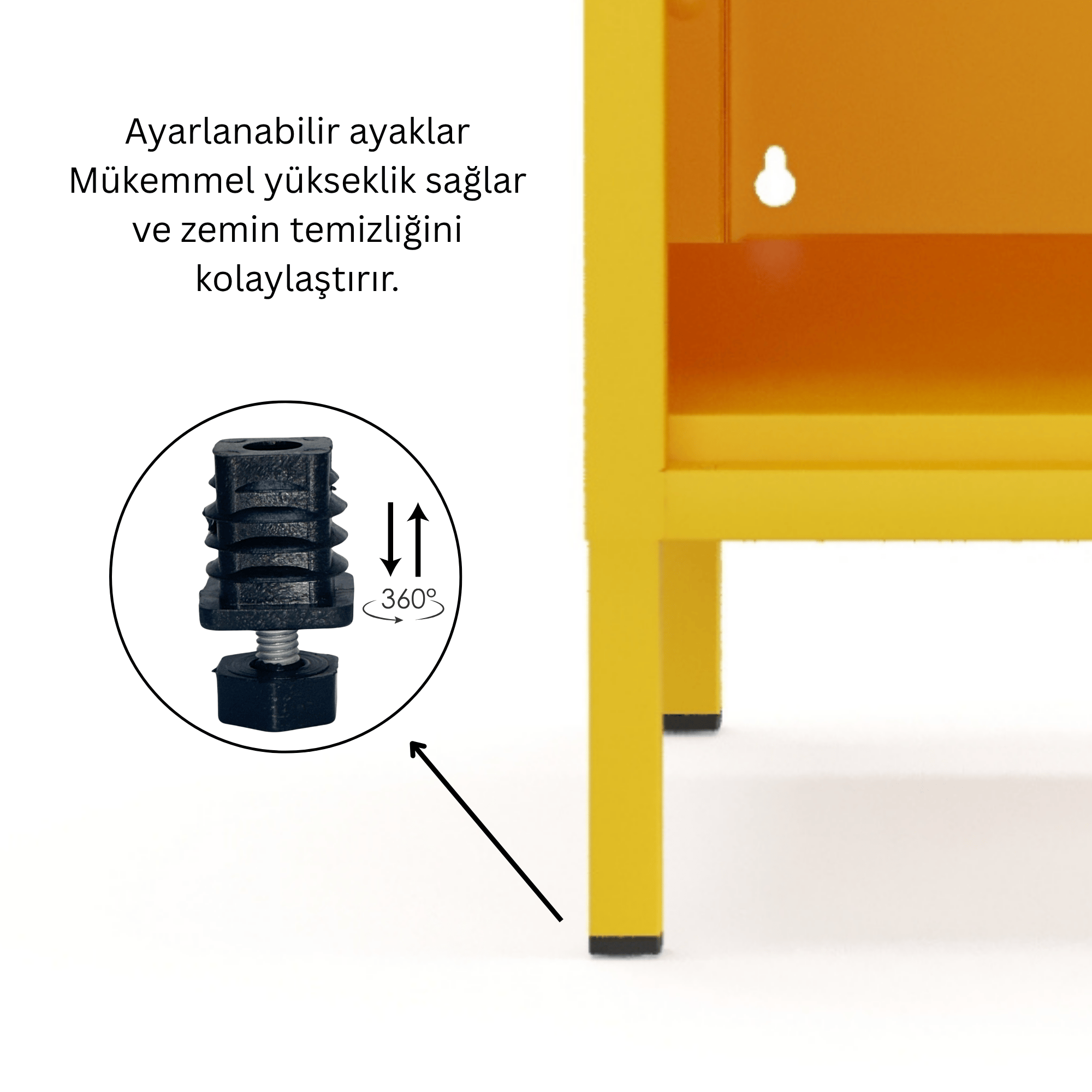 Pera Komodin Açık Raflı 41,5 x 40 x 64,50 cm - Ral 1018 Sarı