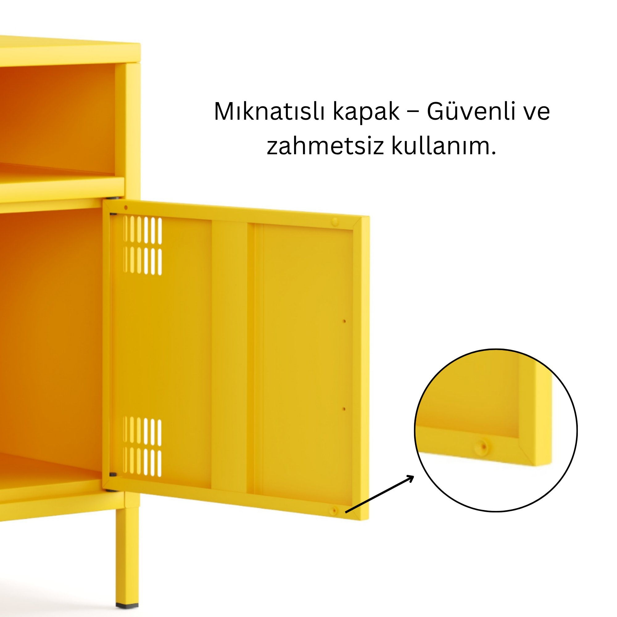 Pera Komodin Açık Raflı 41,5 x 40 x 64,50 cm - Ral 1018 Sarı