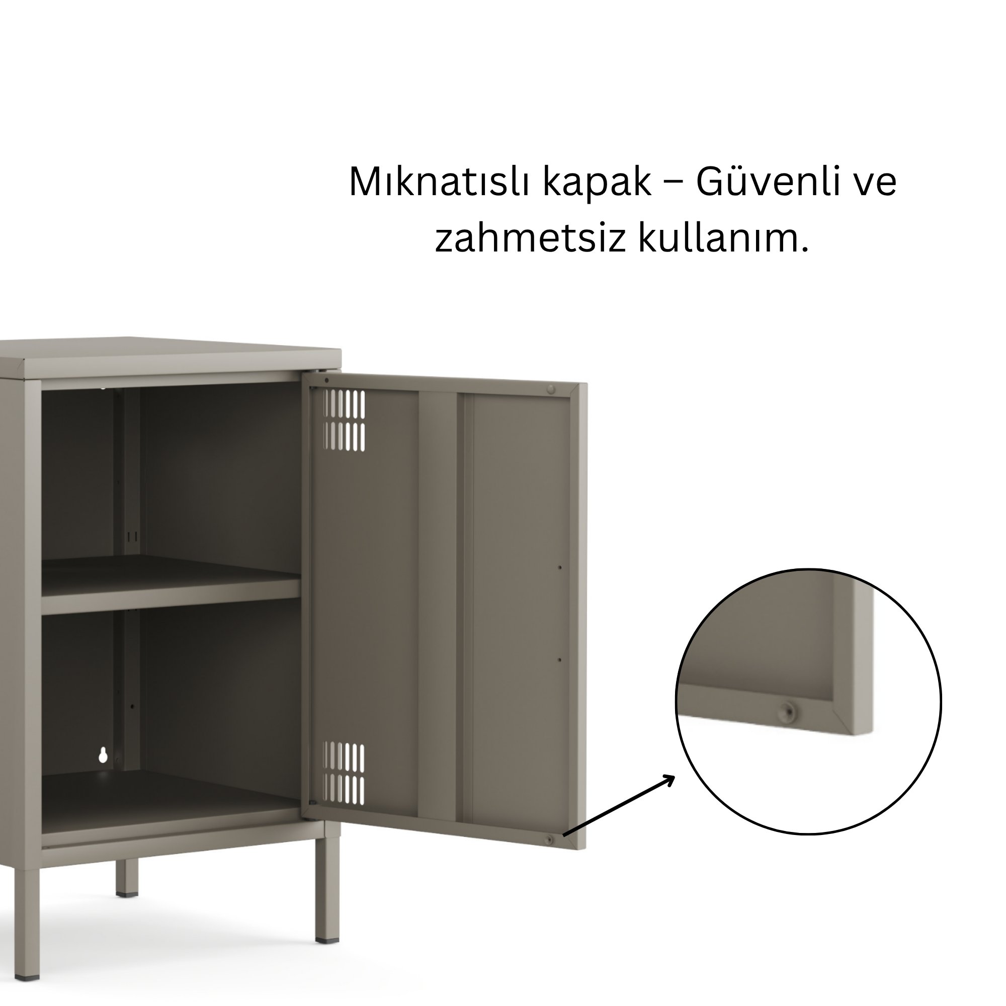 Pera Komodin Kapaklı 41,5 x 40 x 64,50 cm - Ral 7039 Antrasit