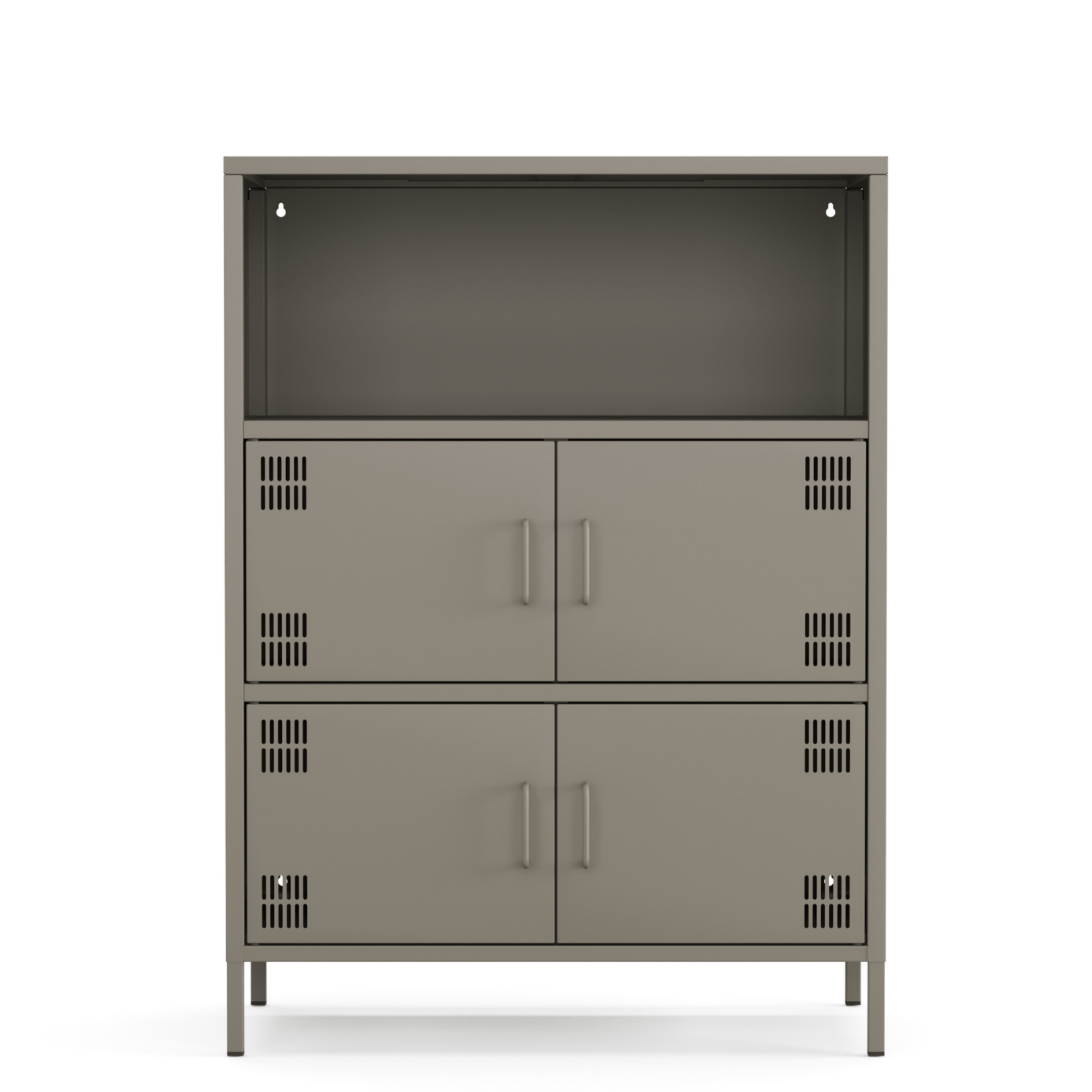 Pera Metal Çok Gözlü Dolap, 4 Kapaklı, Açık Raflı 80,50 x 40 x 109,50 cm - Ral 7039 Antrasit