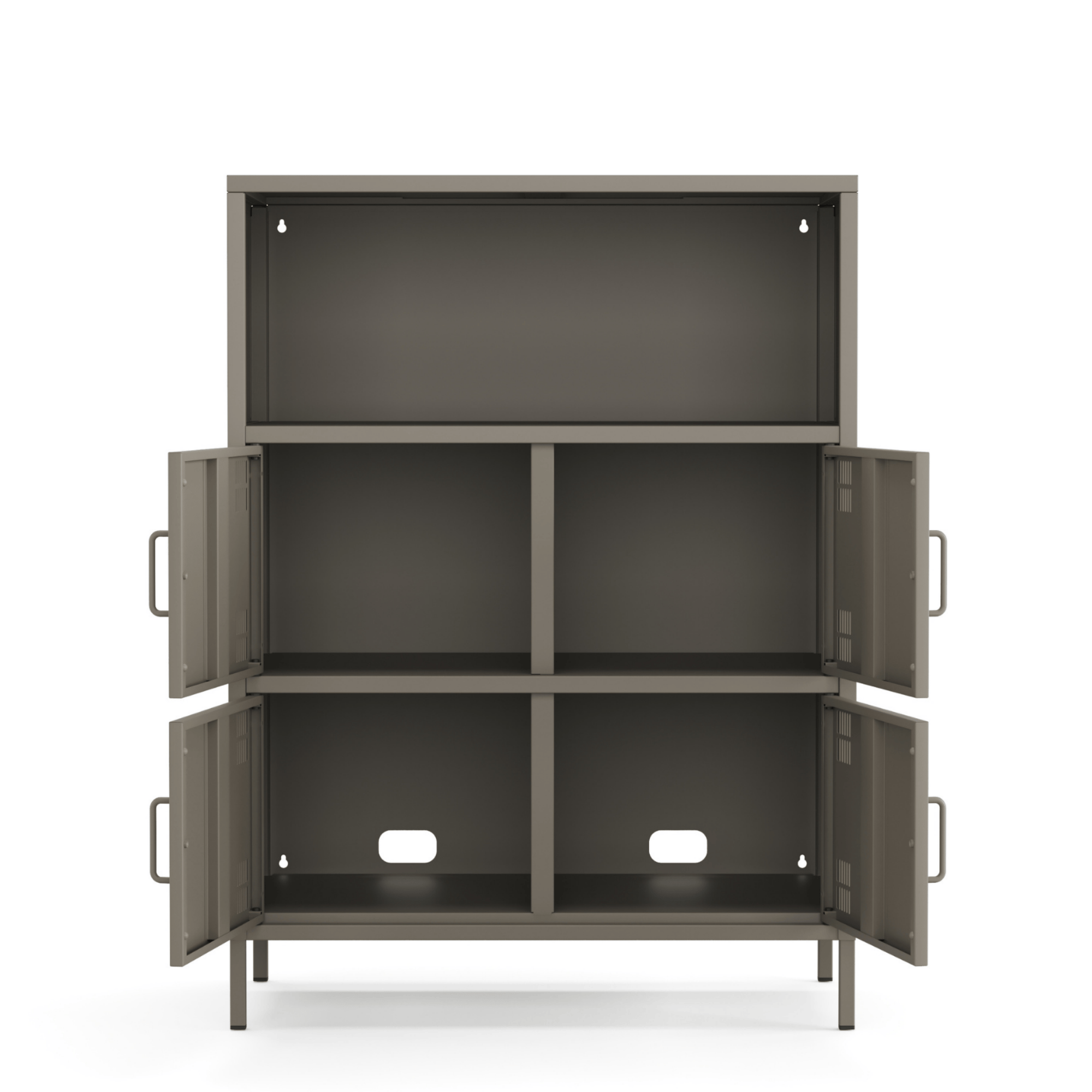 Pera Metal Çok Gözlü Dolap, 4 Kapaklı, Açık Raflı 80,50 x 40 x 109,50 cm - Ral 7039 Antrasit