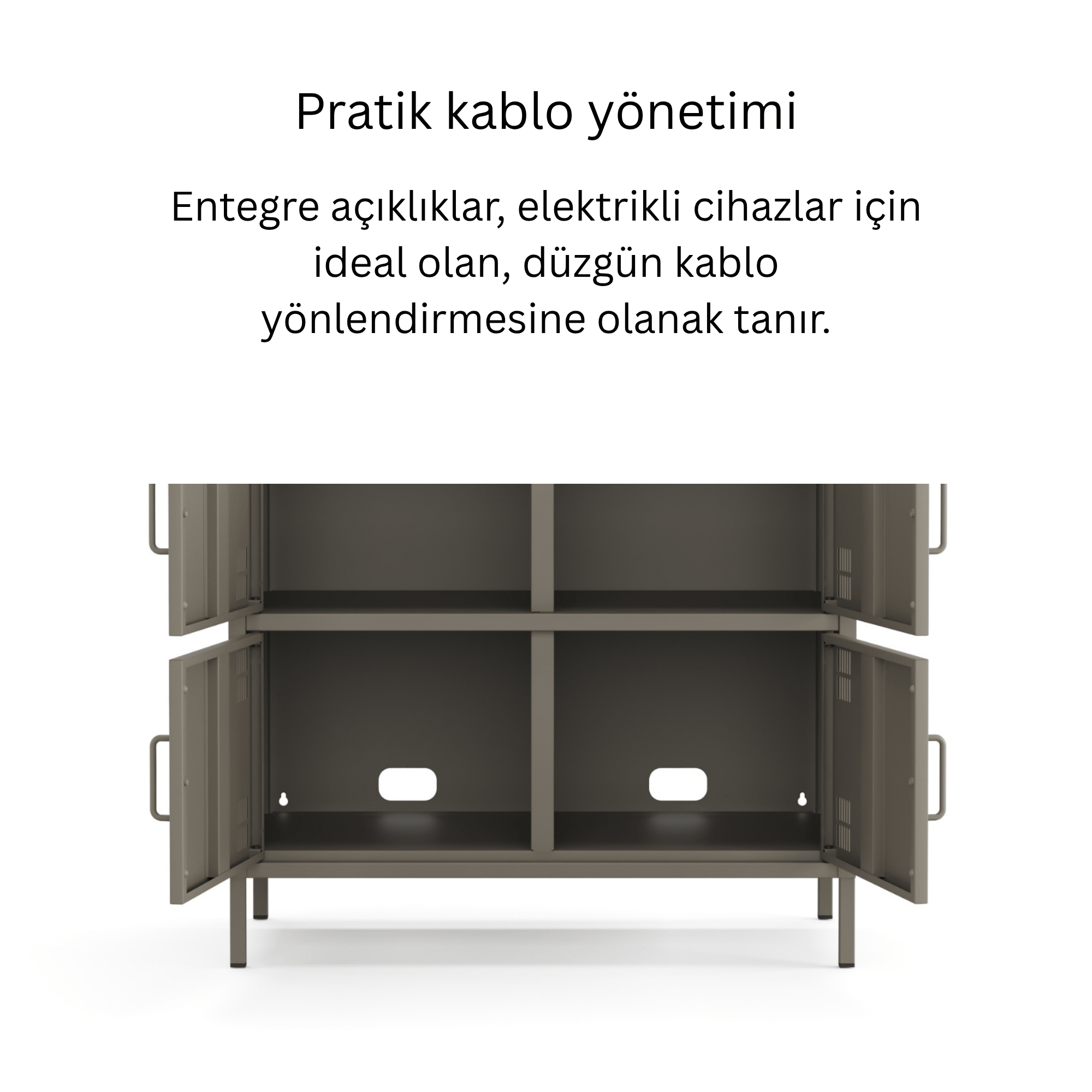 Pera Metal Çok Gözlü Dolap, 4 Kapaklı, Açık Raflı 80,50 x 40 x 109,50 cm - Ral 7039 Antrasit