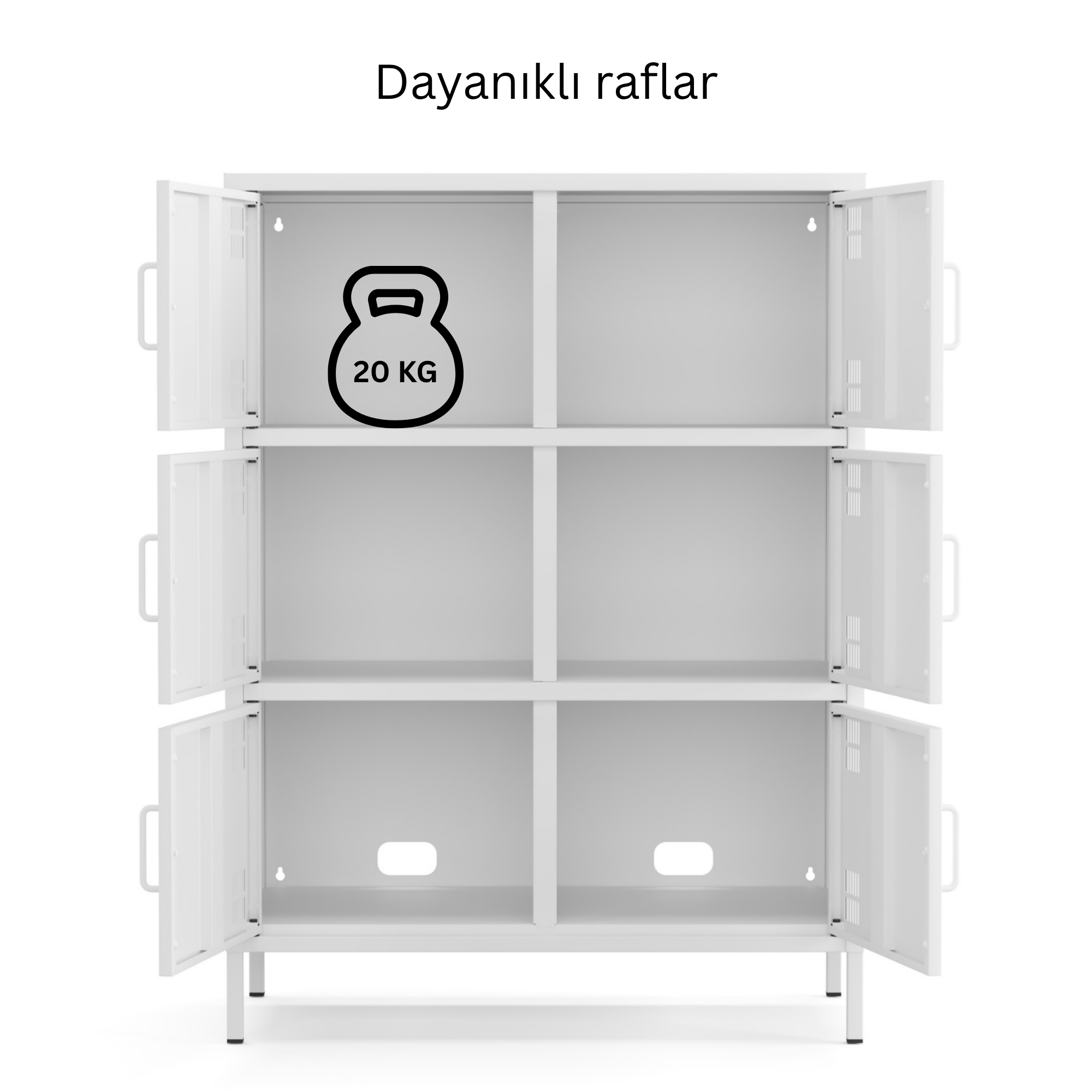 Pera Metal Çok Gözlü Dolap, 6 Kapaklı 80,50 x 40 x 109,50 cm - Ral 9016 Beyaz