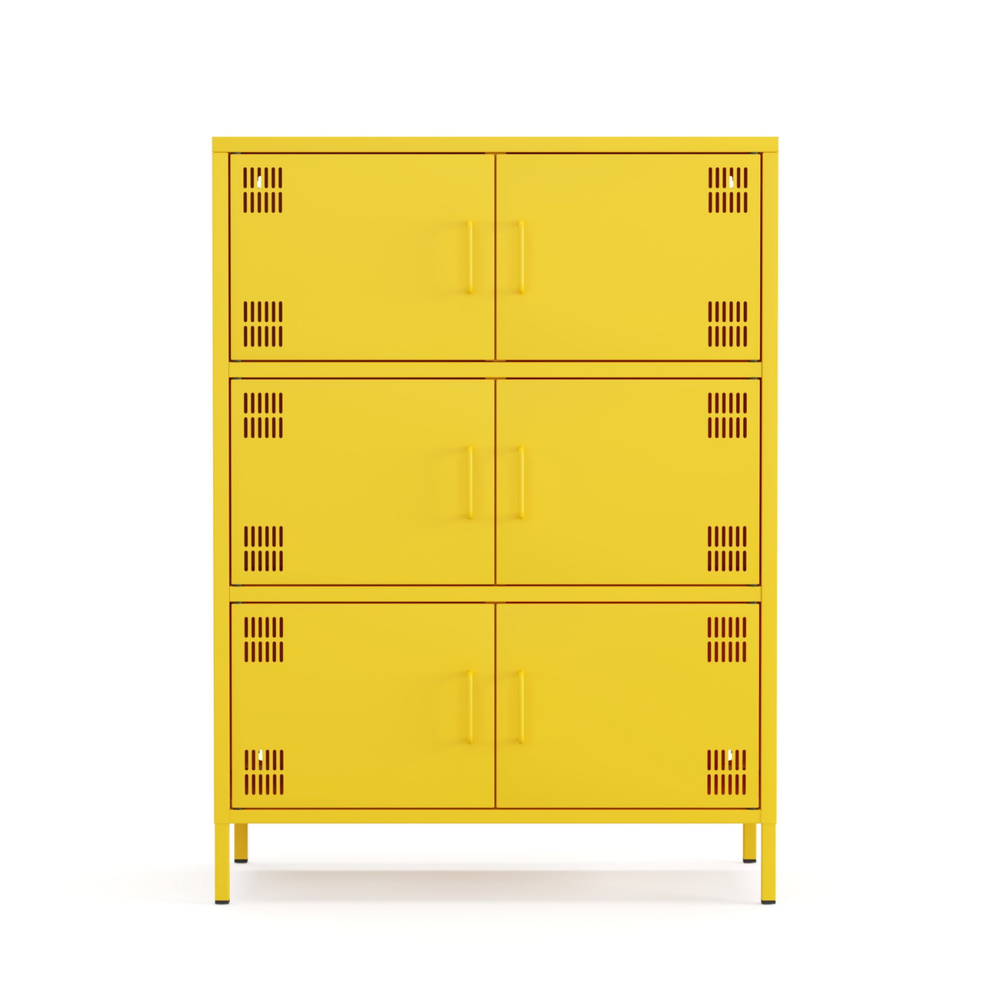 Pera Metal Çok Gözlü Dolap, 6 Kapaklı 80,50 x 40 x 109,50 cm - Ral 1018 Sarı