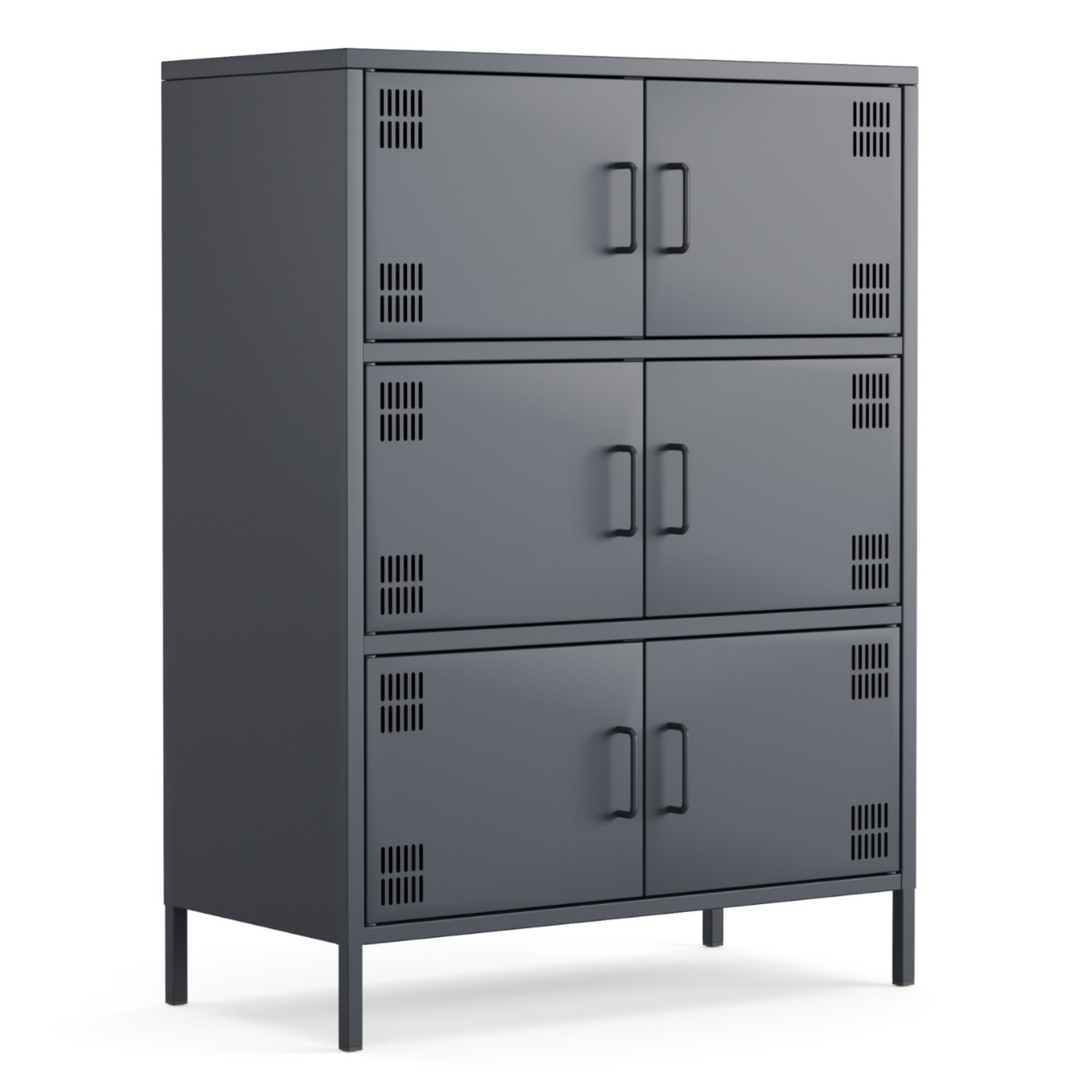 Pera Metal Çok Gözlü Dolap, 6 Kapaklı 80,50 x 40 x 109,50 cm - Ral 7016 Antrasit