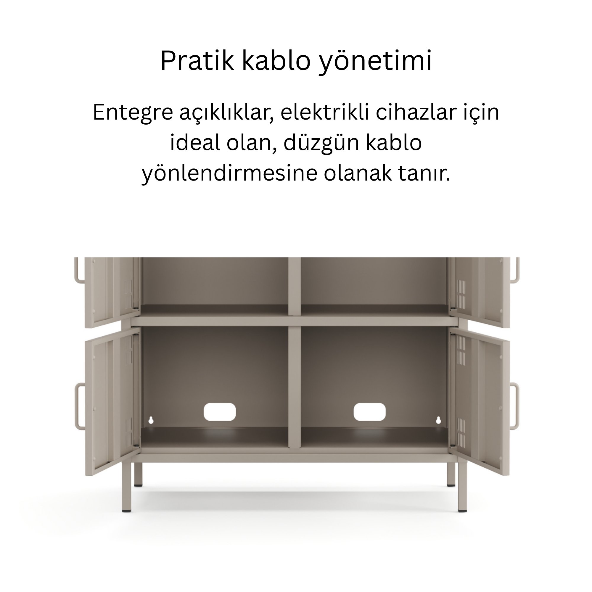 Pera Metal Çok Gözlü Dolap, 6 Kapaklı 80,50 x 40 x 109,50 cm - Bej Rengi