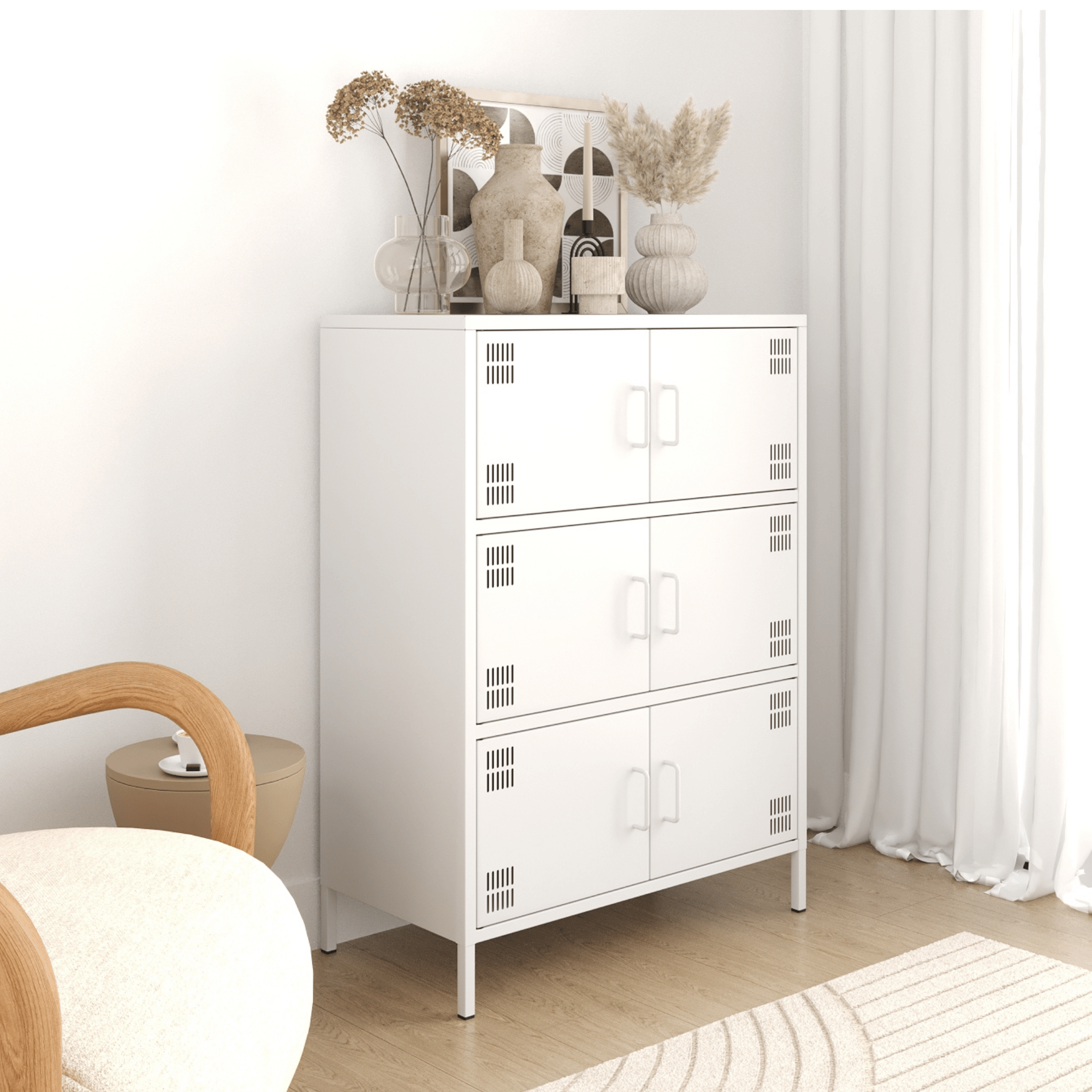 Pera Metal Çok Gözlü Dolap, 6 Kapaklı 80,50 x 40 x 109,50 cm - Ral 9016 Beyaz