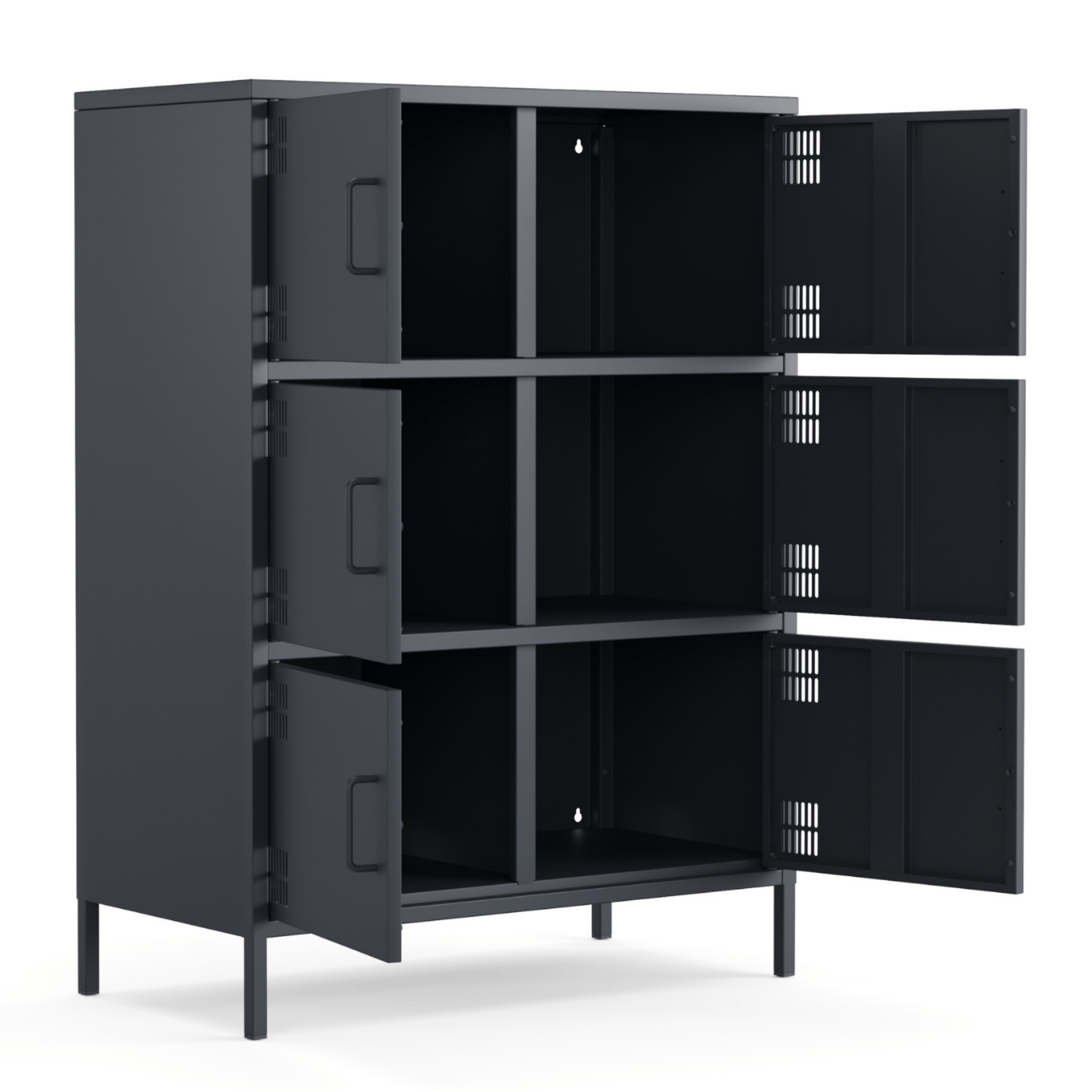 Pera Metal Çok Gözlü Dolap, 6 Kapaklı 80,50 x 40 x 109,50 cm - Ral 7016 Antrasit