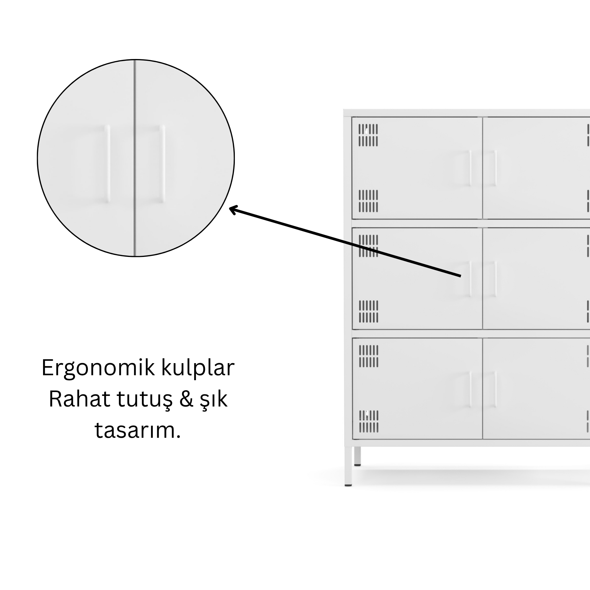 Pera Metal Çok Gözlü Dolap, 6 Kapaklı 80,50 x 40 x 109,50 cm - Ral 9016 Beyaz