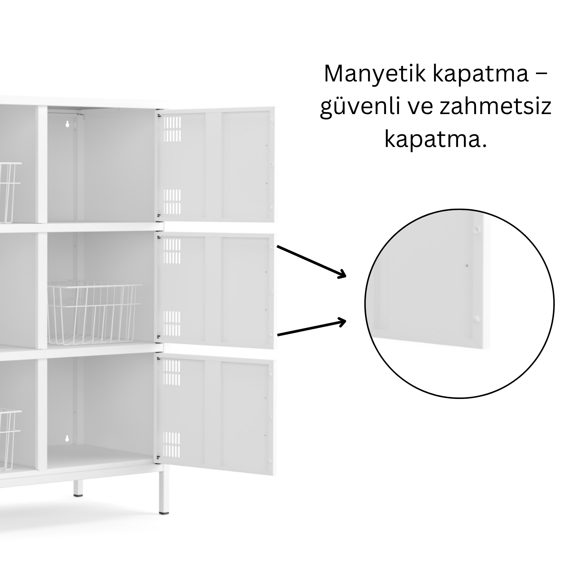 Pera Metal Çok Gözlü Dolap, 6 Kapaklı 80,50 x 40 x 109,50 cm - Ral 9016 Beyaz