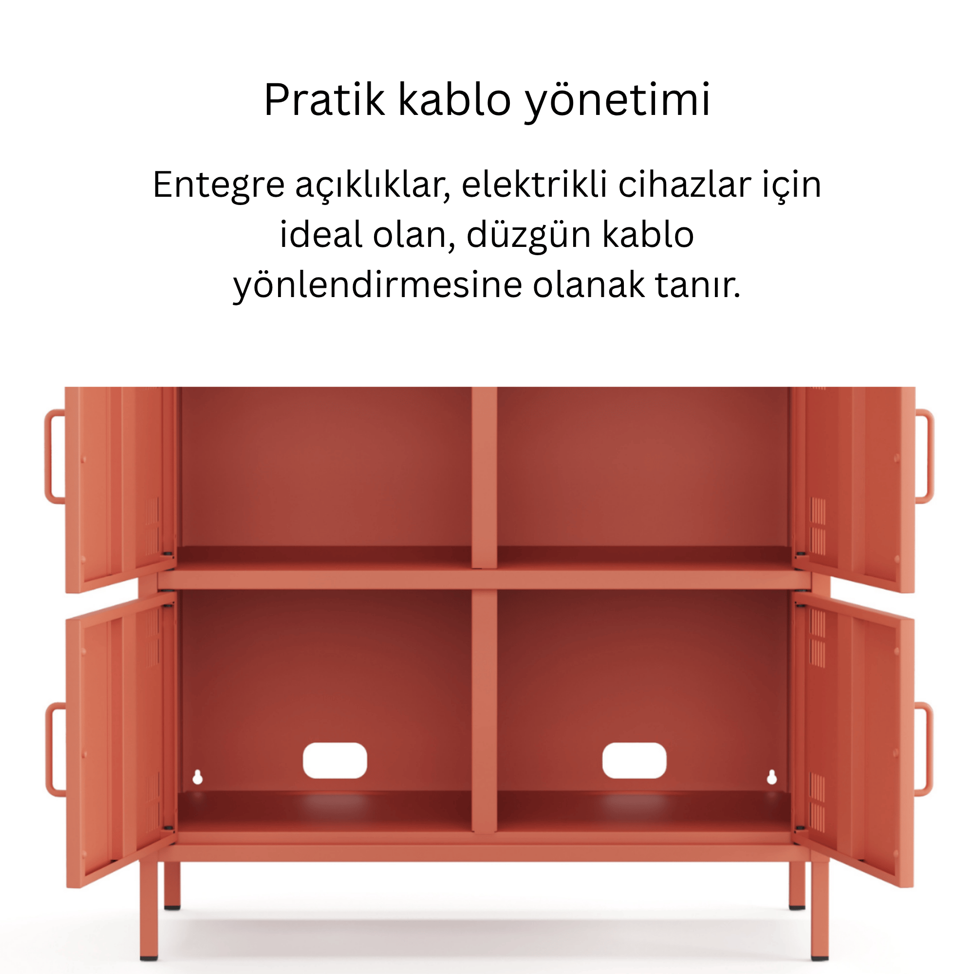 Pera Metal Çok Gözlü Dolap, 6 Kapaklı 80,50 x 40 x 109,50 cm - Ral 3022 Somon