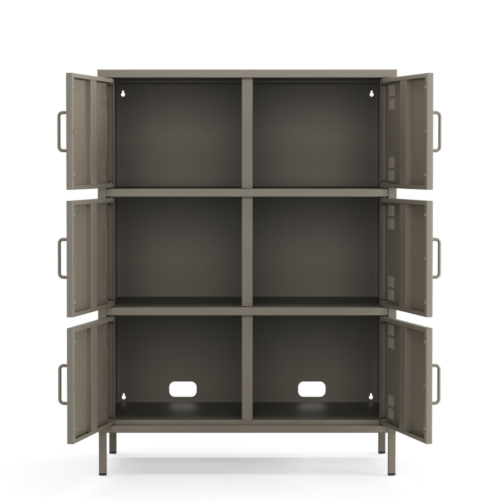Pera Metal Çok Gözlü Dolap, 6 Kapaklı 80,50 x 40 x 109,50 cm - Ral 7039 Antrasit