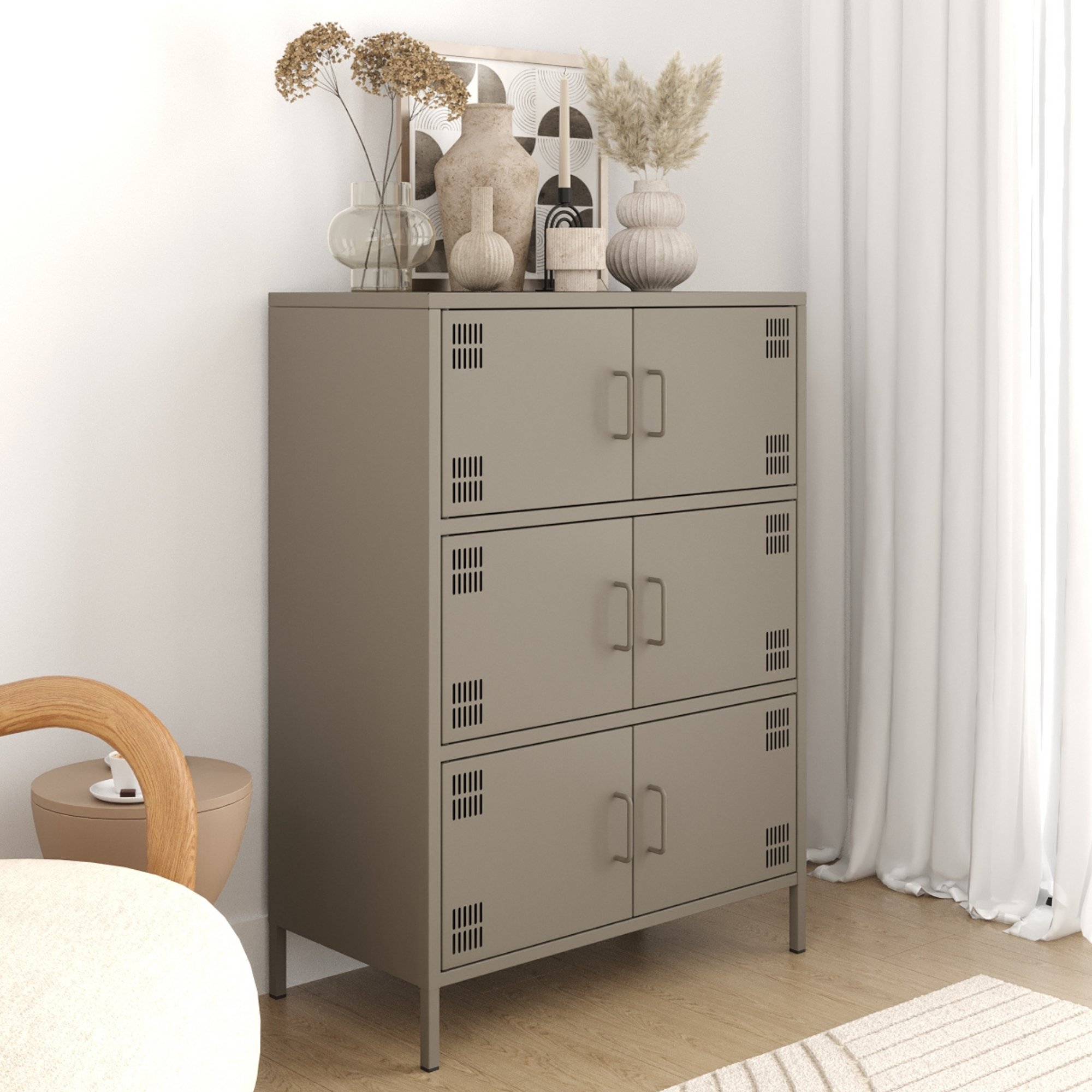 Pera Metal Çok Gözlü Dolap, 6 Kapaklı 80,50 x 40 x 109,50 cm - Ral 7039 Antrasit