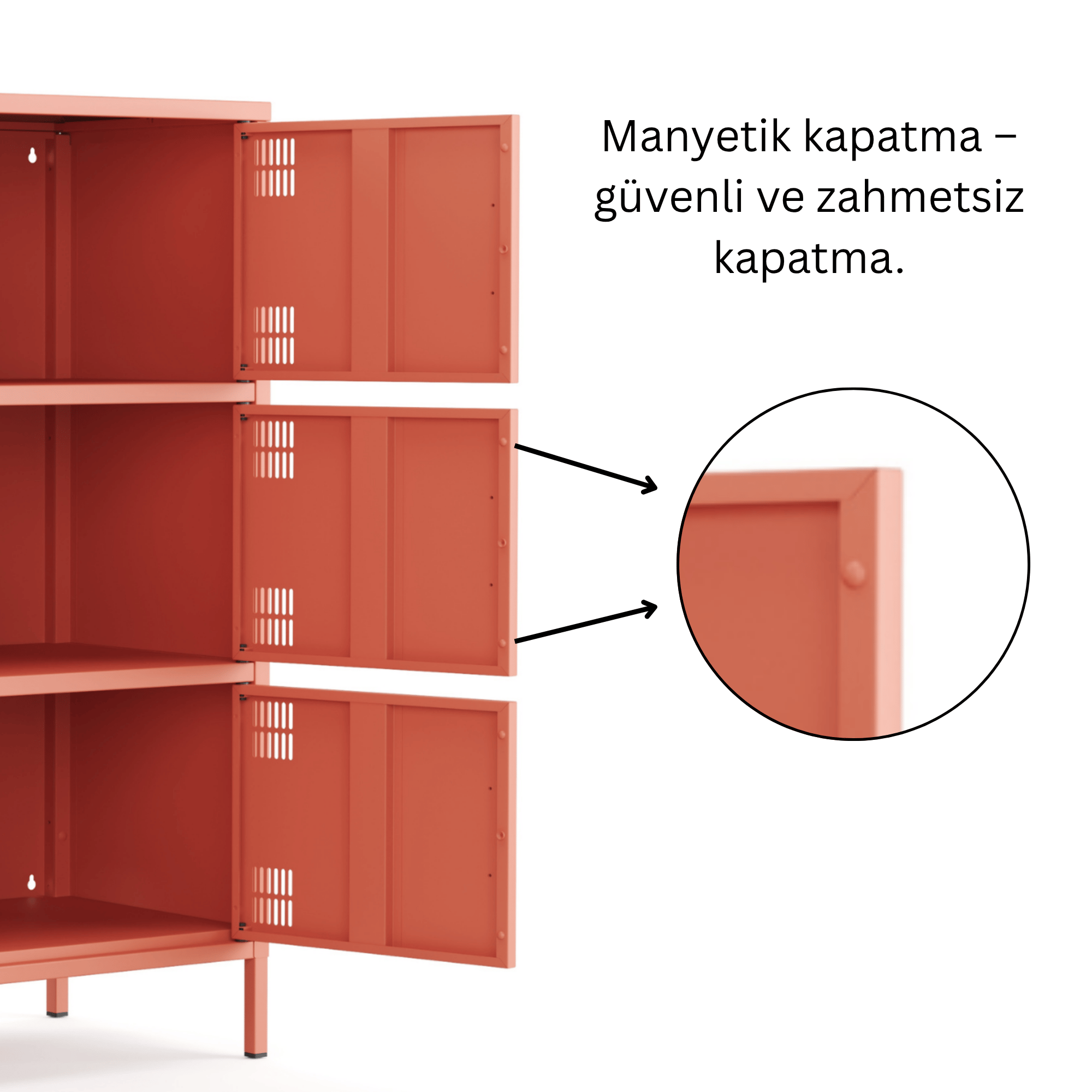 Pera Metal Çok Gözlü Dolap, 6 Kapaklı 80,50 x 40 x 109,50 cm - Ral 3022 Somon