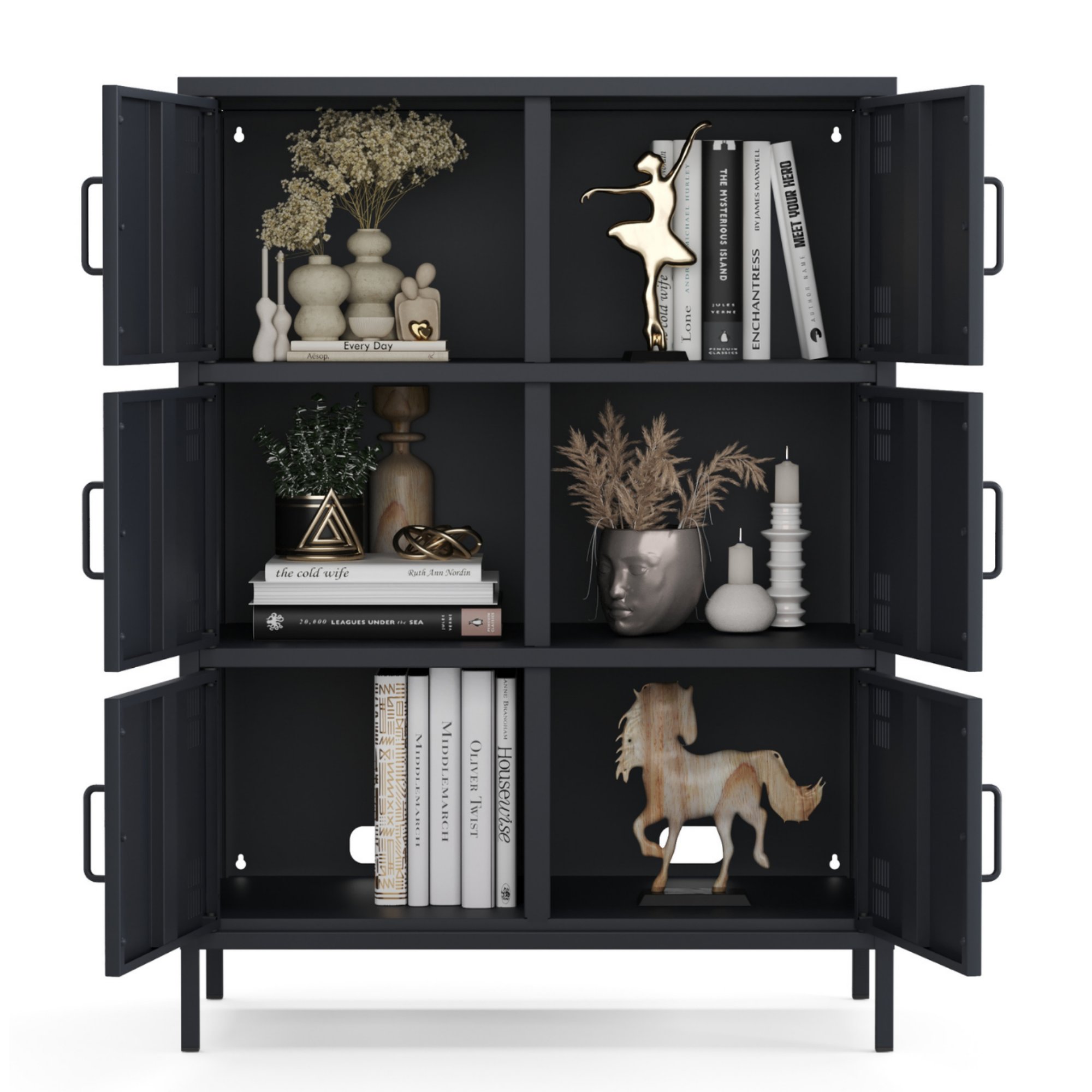 Pera Metal Çok Gözlü Dolap, 6 Kapaklı 80,50 x 40 x 109,50 cm - Ral 7016 Antrasit