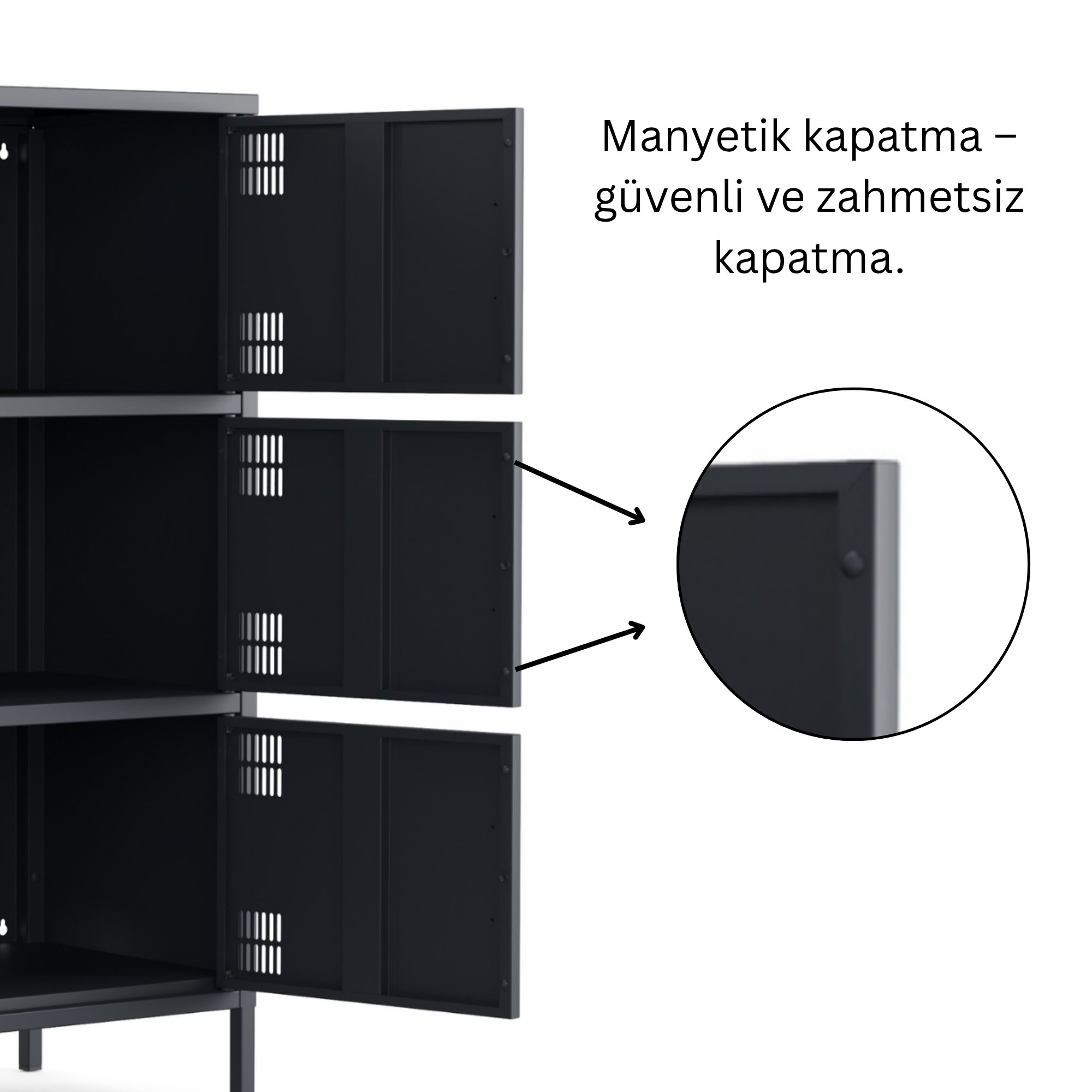 Pera Metal Çok Gözlü Dolap, 6 Kapaklı 80,50 x 40 x 109,50 cm - Ral 7016 Antrasit