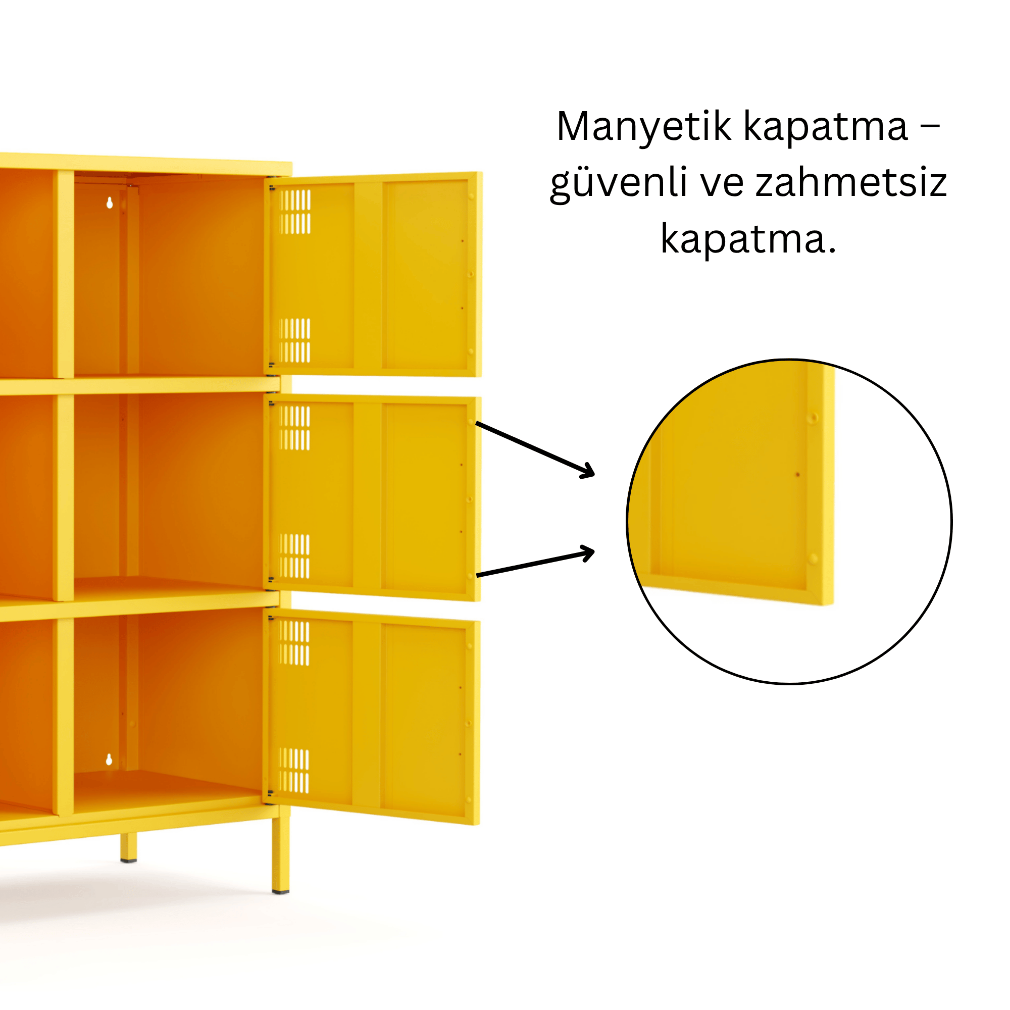 Pera Metal Çok Gözlü Dolap, 6 Kapaklı 80,50 x 40 x 109,50 cm - Ral 1018 Sarı
