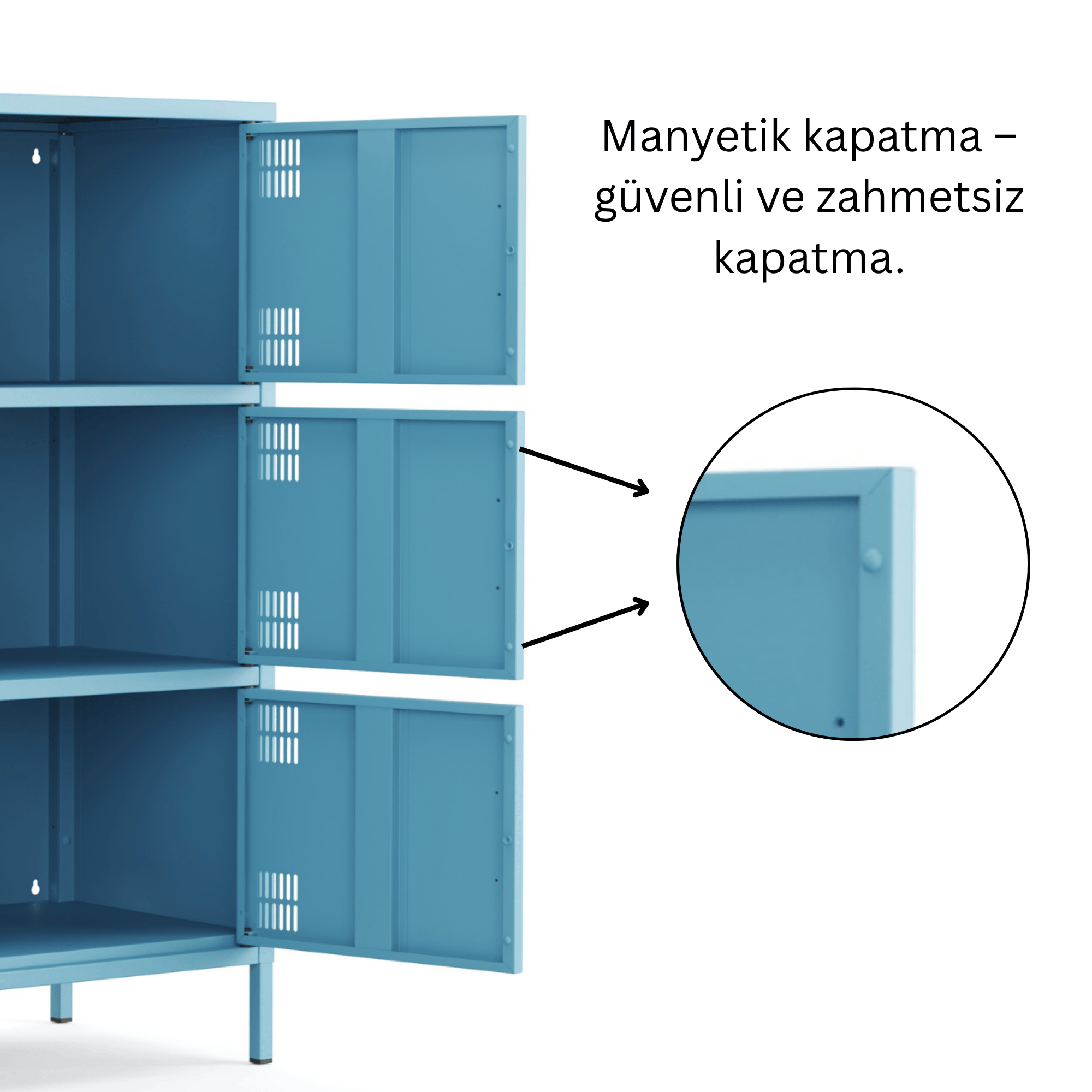 Pera Metal Çok Gözlü Dolap, 6 Kapaklı 80,50 x 40 x 109,50 cm - Ral 5024 Mavi