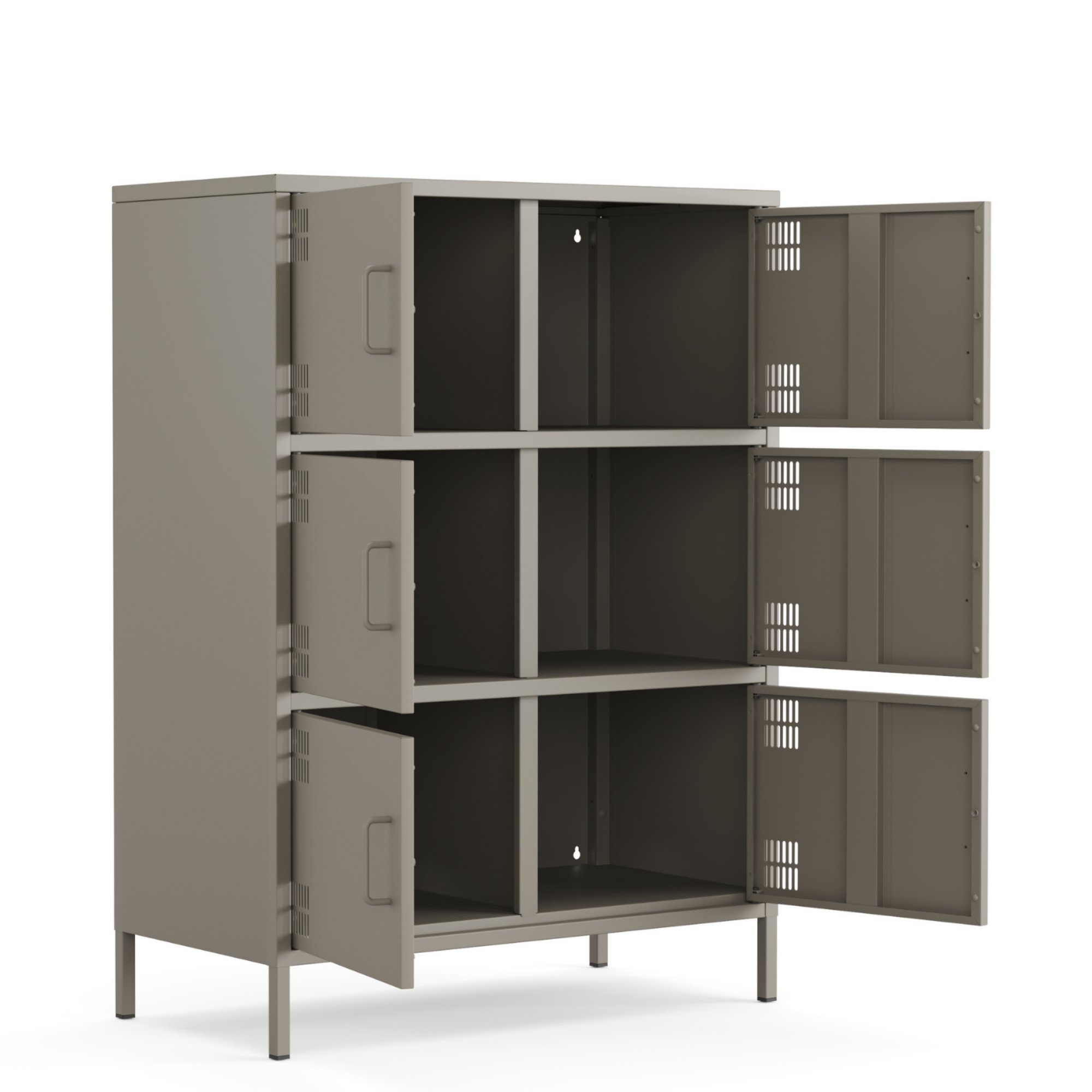 Pera Metal Çok Gözlü Dolap, 6 Kapaklı 80,50 x 40 x 109,50 cm - Ral 7039 Antrasit