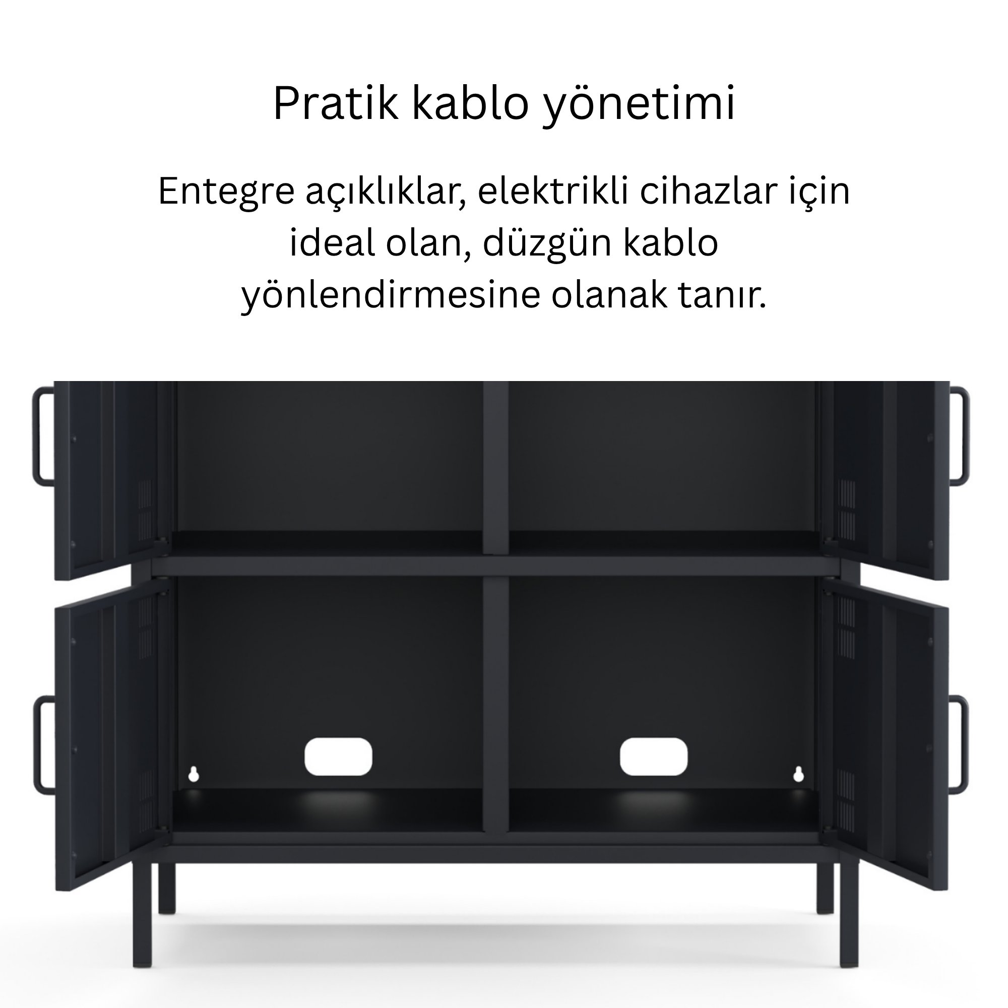 Pera Metal Çok Gözlü Dolap, 6 Kapaklı 80,50 x 40 x 109,50 cm - Ral 7016 Antrasit