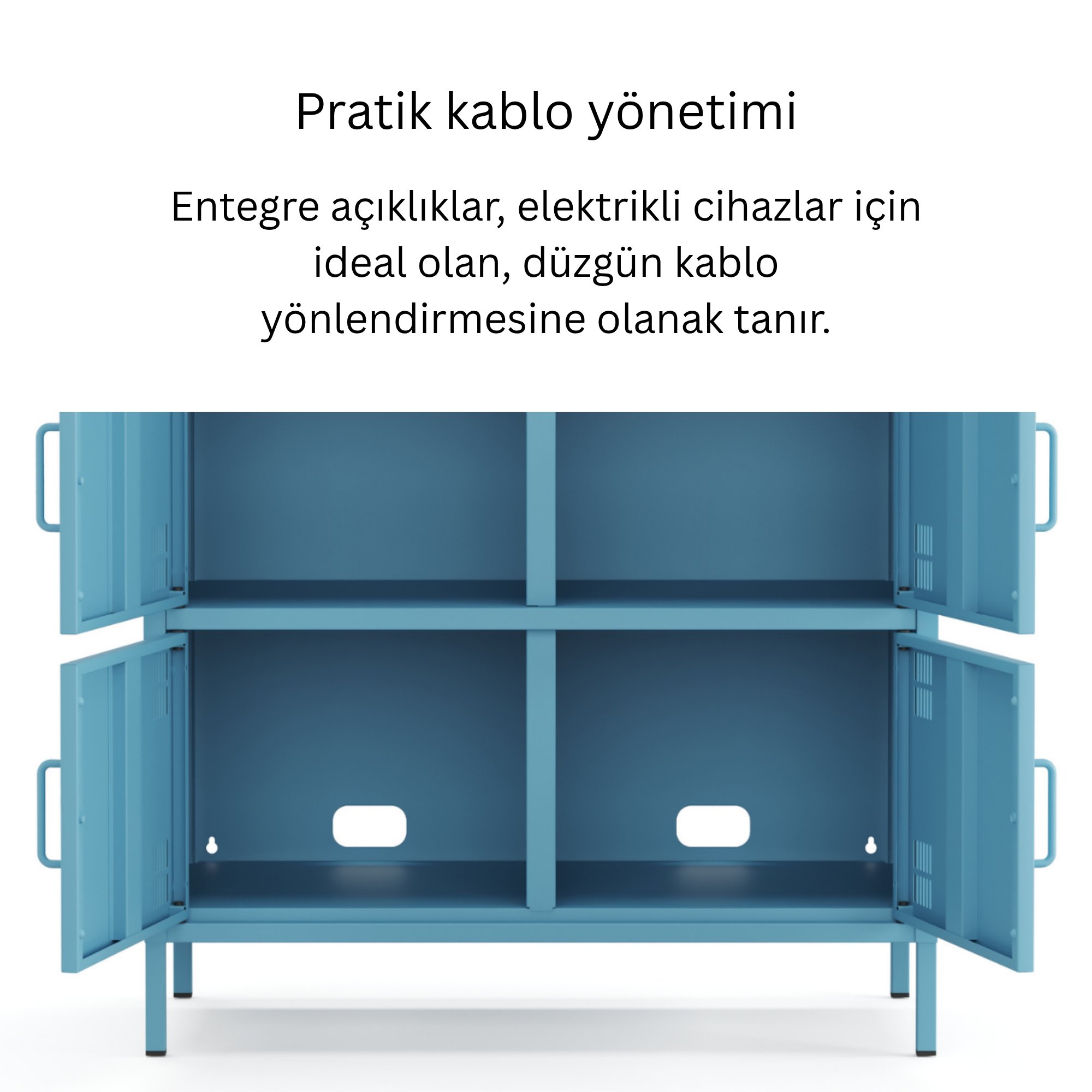 Pera Metal Çok Gözlü Dolap, 6 Kapaklı 80,50 x 40 x 109,50 cm - Ral 5024 Mavi