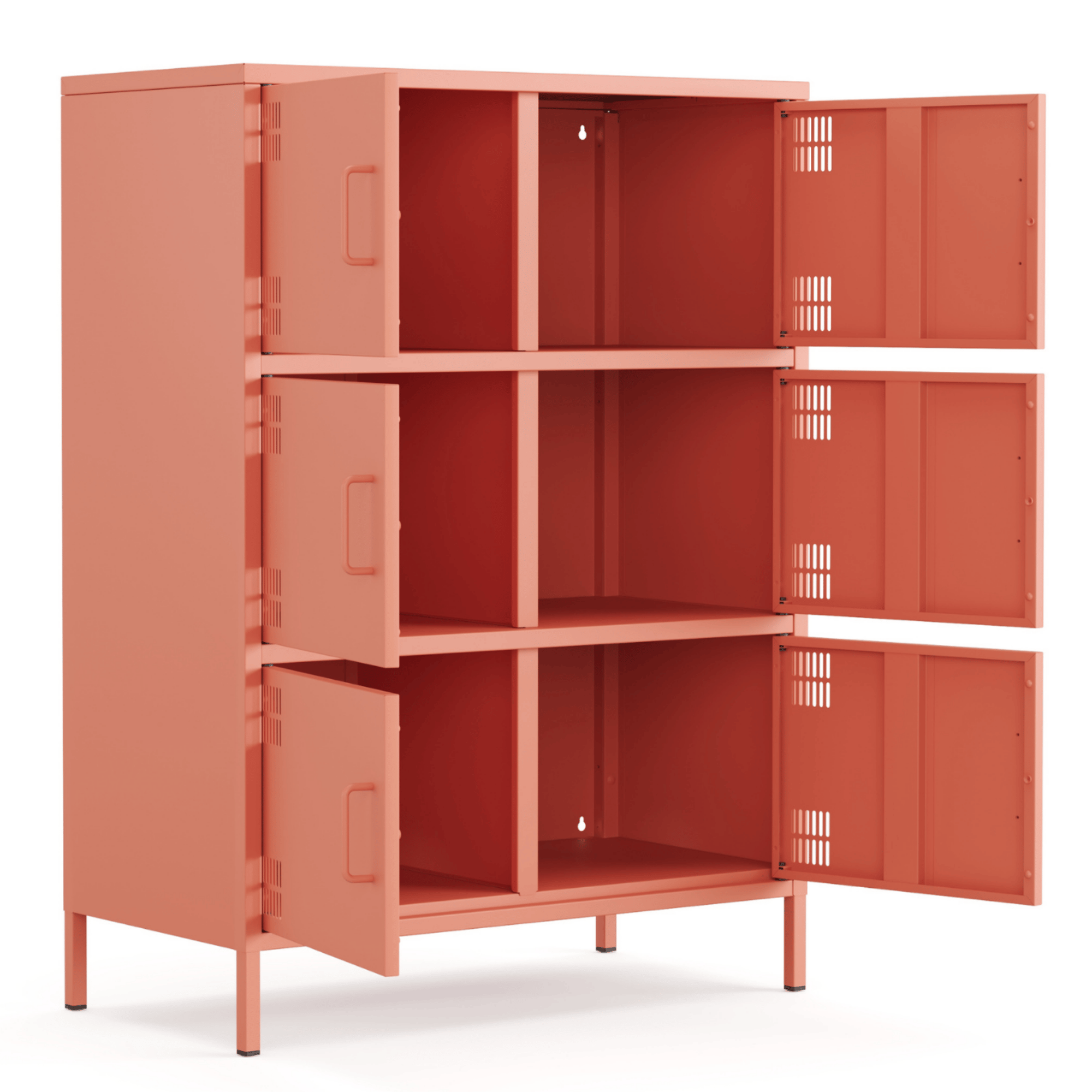 Pera Metal Çok Gözlü Dolap, 6 Kapaklı 80,50 x 40 x 109,50 cm - Ral 3022 Somon