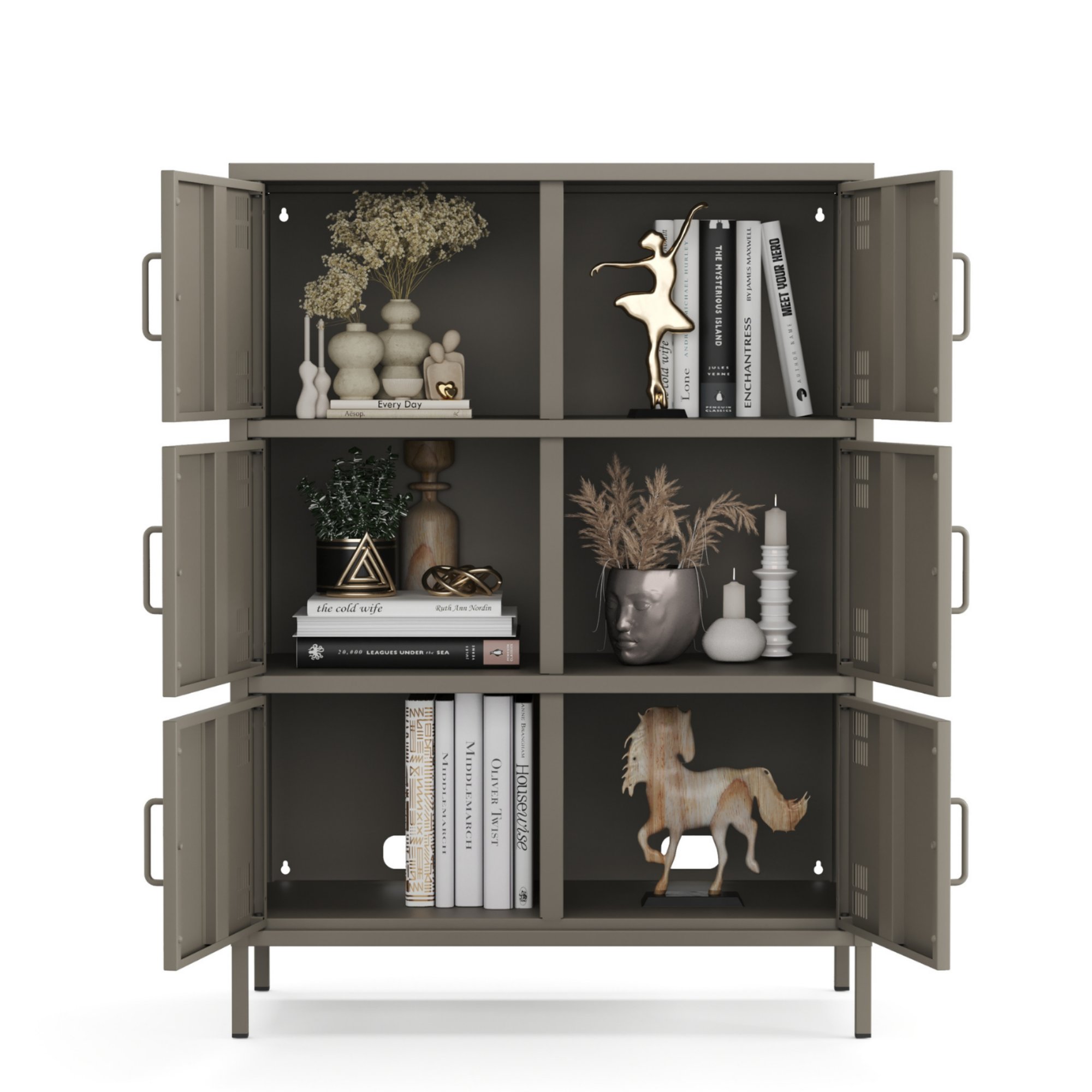 Pera Metal Çok Gözlü Dolap, 6 Kapaklı 80,50 x 40 x 109,50 cm - Ral 7039 Antrasit