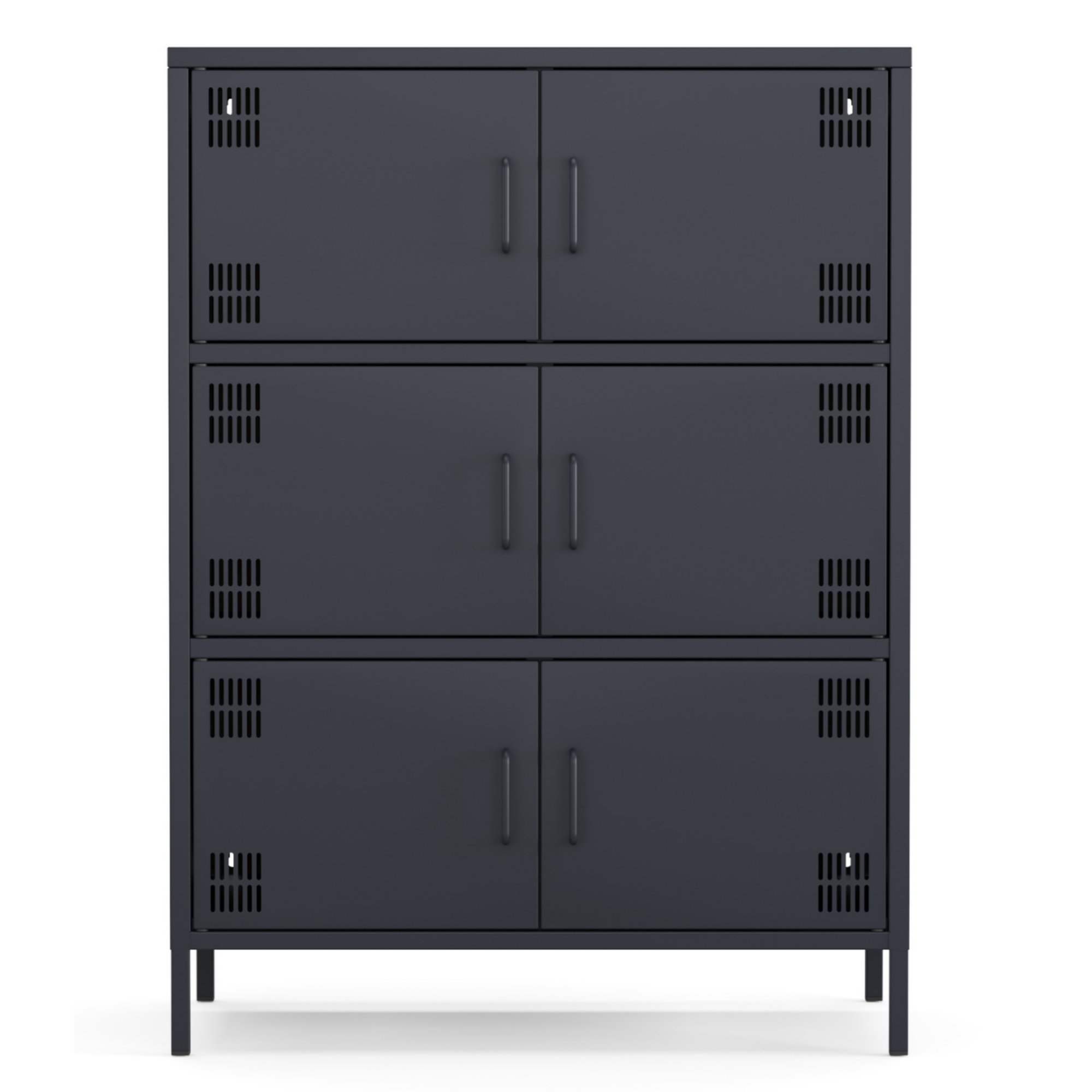 Pera Metal Çok Gözlü Dolap, 6 Kapaklı 80,50 x 40 x 109,50 cm - Ral 7016 Antrasit