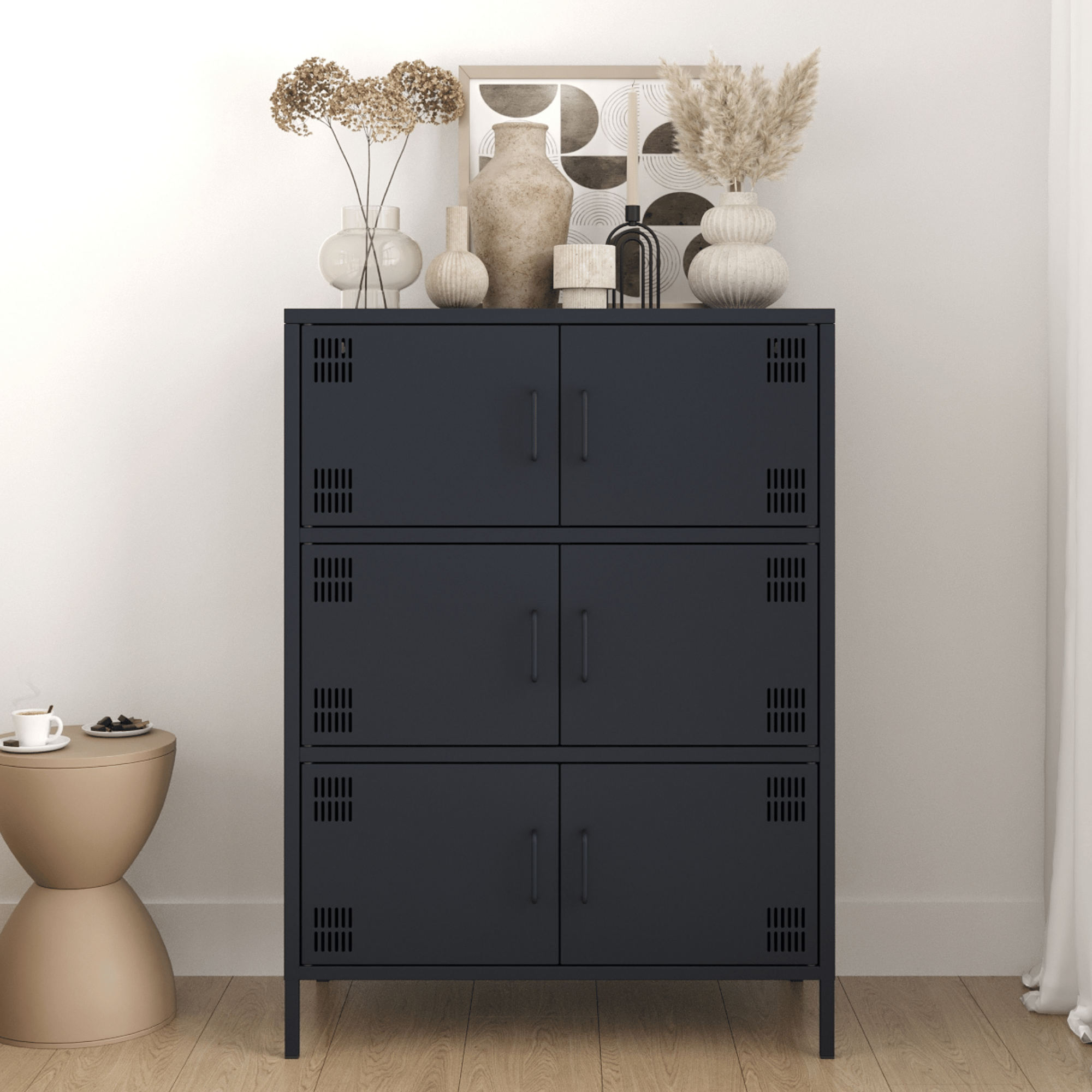 Pera Metal Çok Gözlü Dolap, 6 Kapaklı 80,50 x 40 x 109,50 cm - Ral 7016 Antrasit