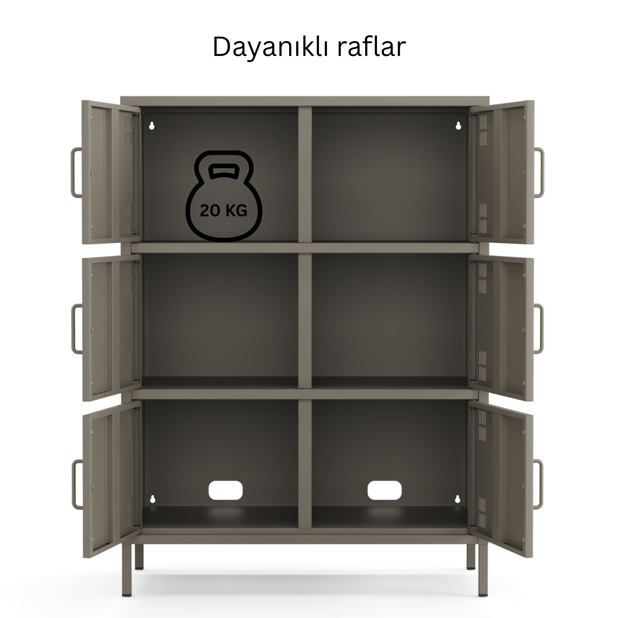 Pera Metal Çok Gözlü Dolap, 6 Kapaklı 80,50 x 40 x 109,50 cm - Ral 7039 Antrasit