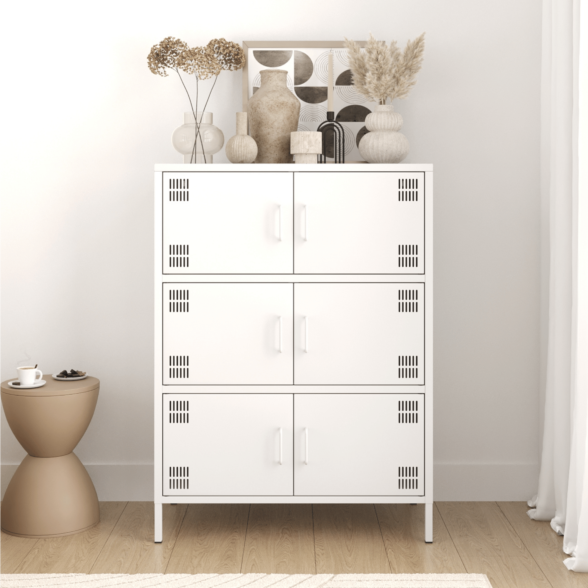 Pera Metal Çok Gözlü Dolap, 6 Kapaklı 80,50 x 40 x 109,50 cm - Ral 9016 Beyaz