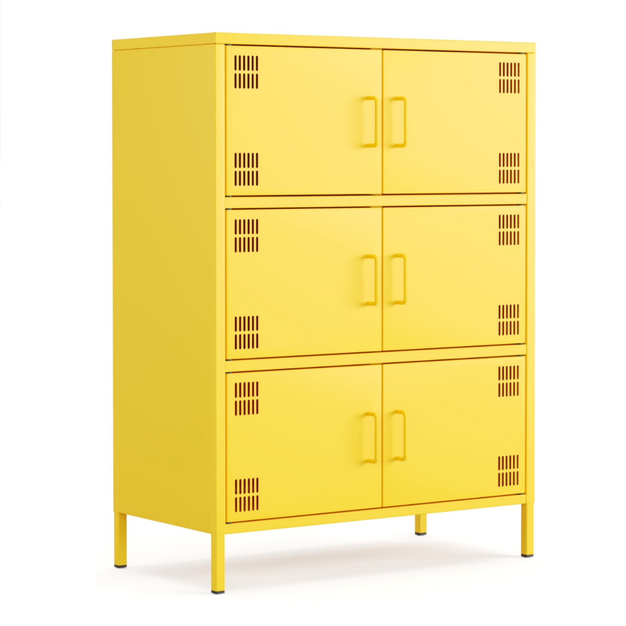 Pera Metal Çok Gözlü Dolap, 6 Kapaklı 80,50 x 40 x 109,50 cm - Ral 1018 Sarı