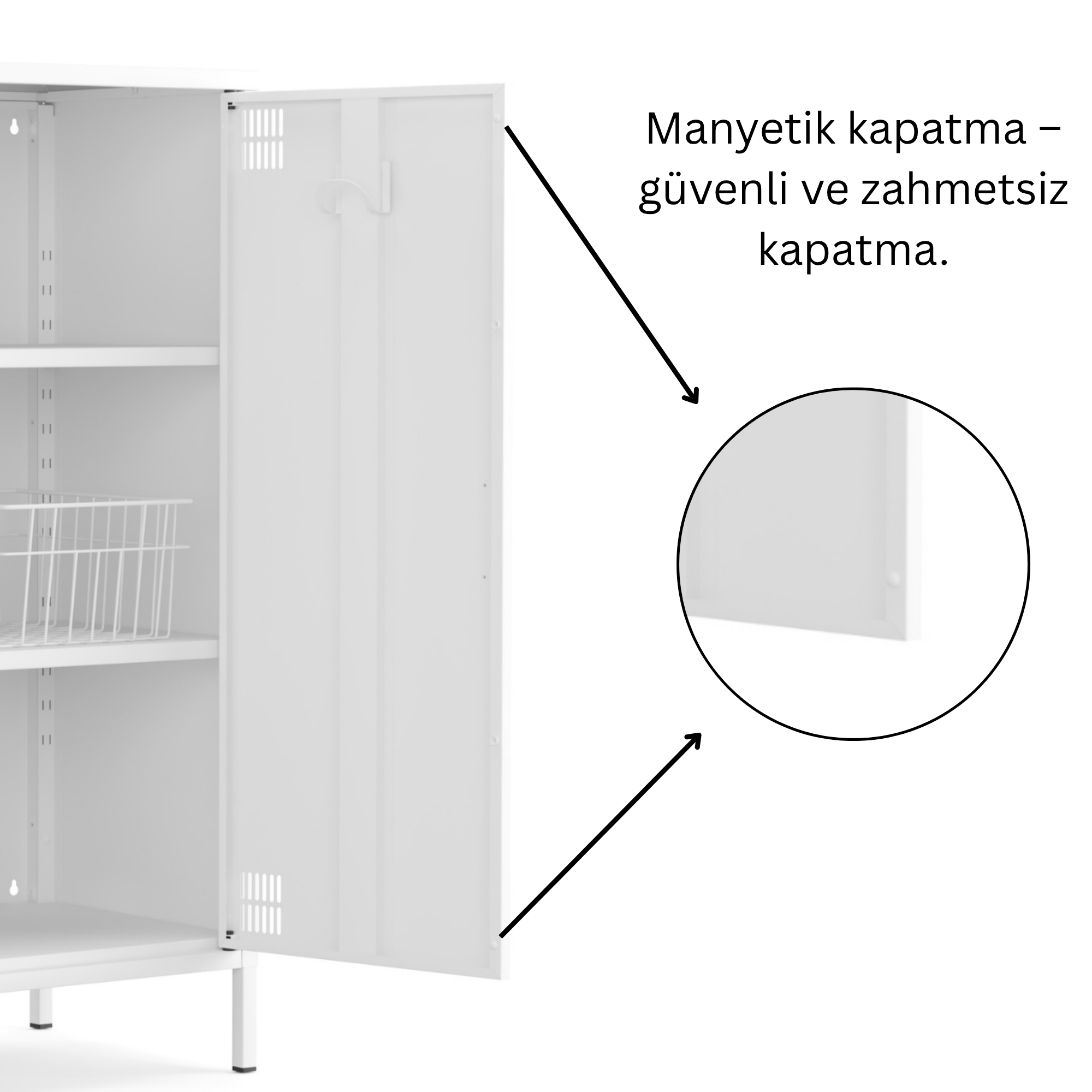 Pera Metal Dolap 2 Kapılı 80,50 x 40 x 109,50 cm - Ral 9016 Beyaz