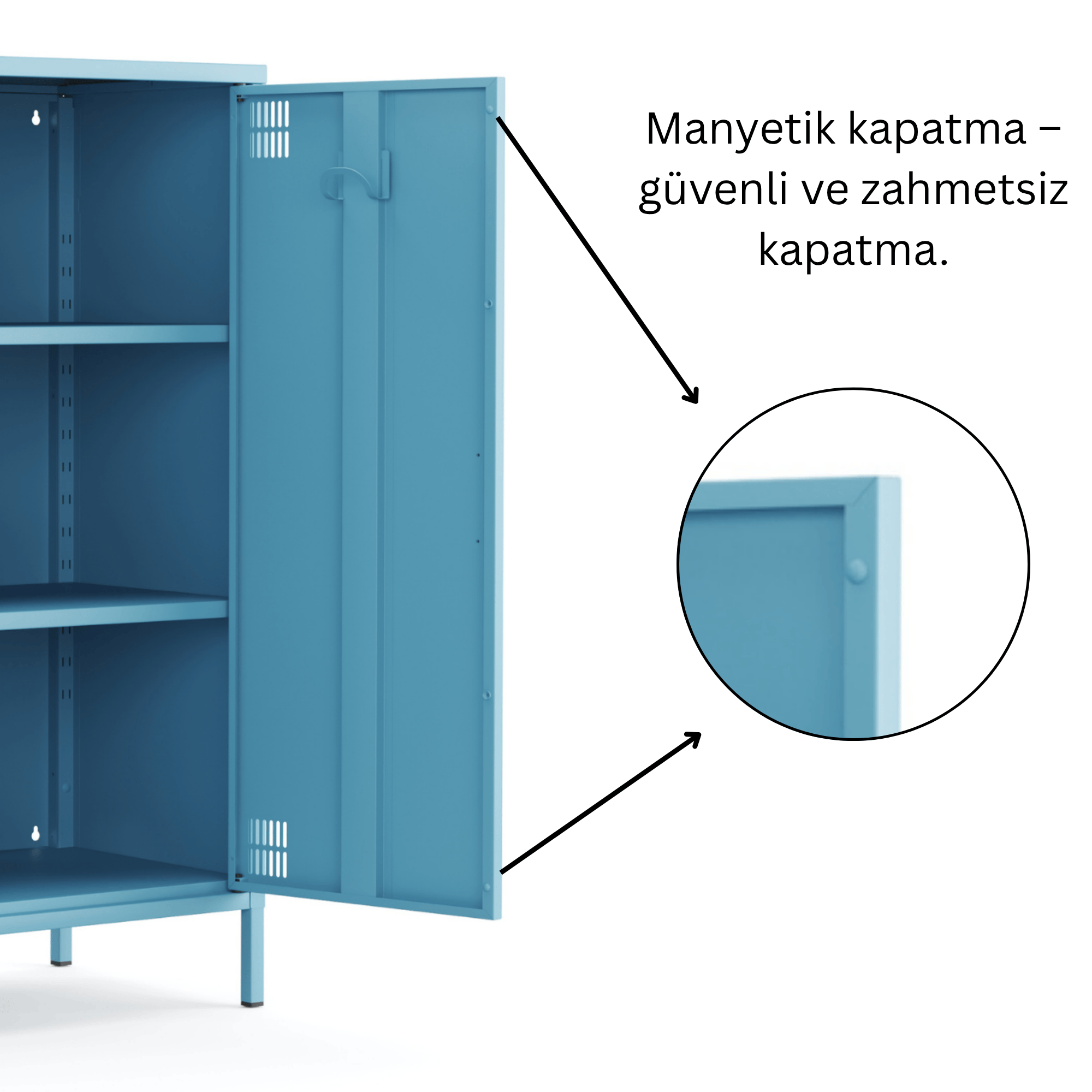 Pera Metal Dolap 2 Kapılı 80,50 x 40 x 109,50 cm - Ral 5024 Mavi