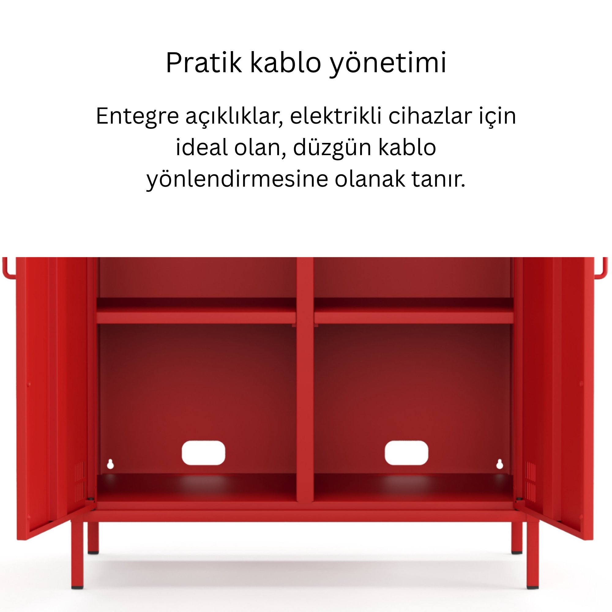 Pera Metal Dolap 2 Kapılı 80,50 x 40 x 109,50 cm - Ral 3020 Kırmızı