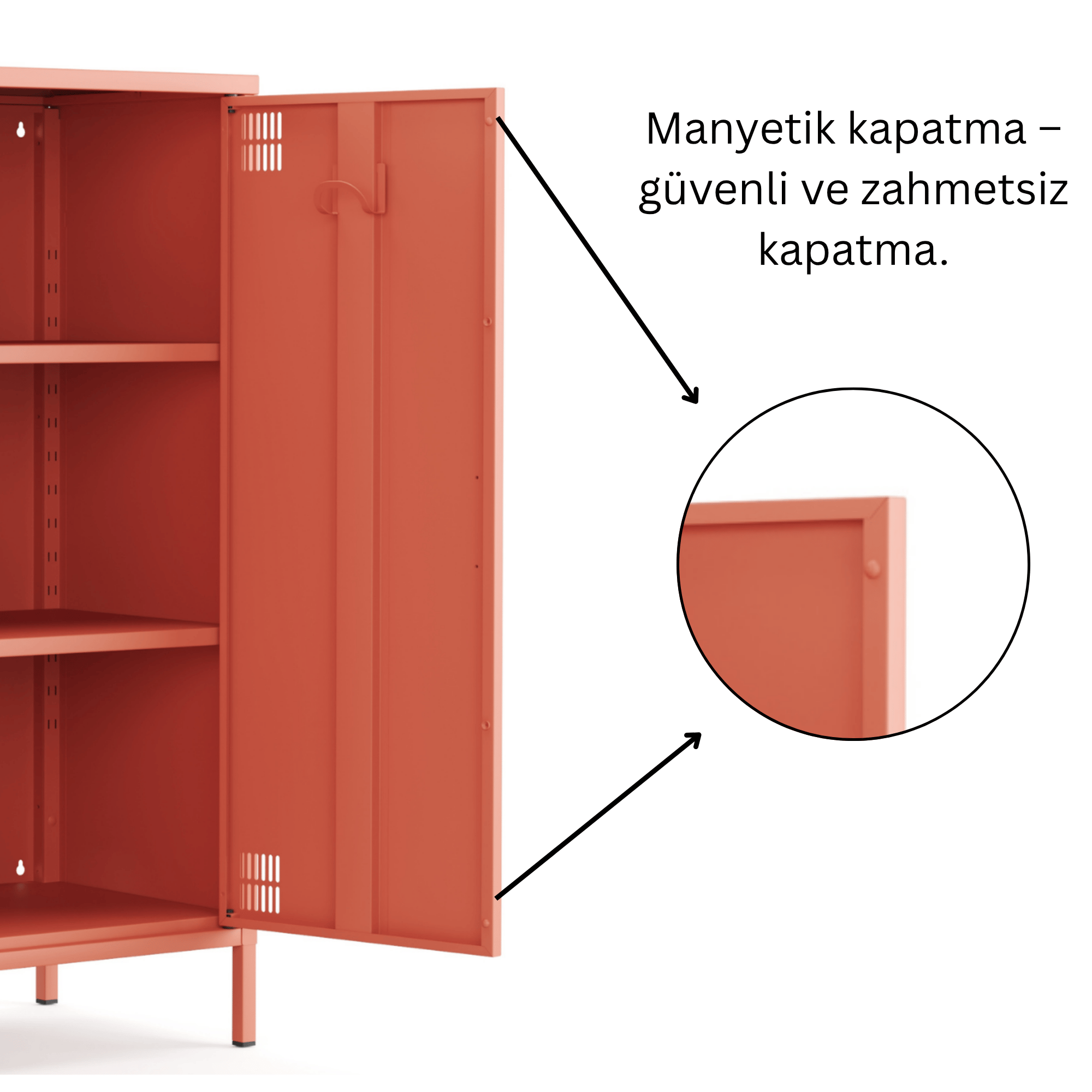 Pera Metal Dolap 2 Kapılı 80,50 x 40 x 109,50 cm - Ral 3022 Somon