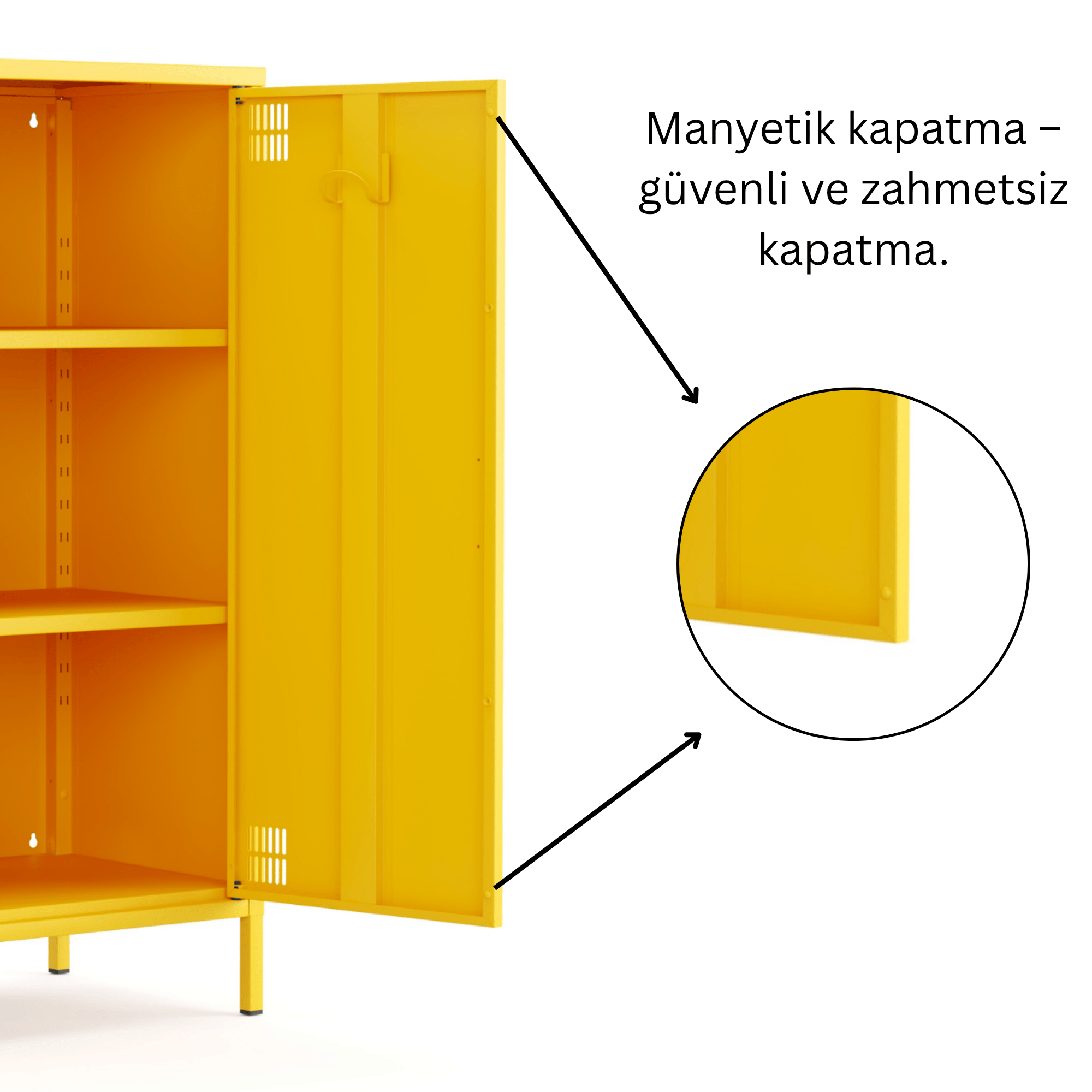 Pera Metal Dolap 2 Kapılı 80,50 x 40 x 109,50 cm - Ral 1018 Sarı