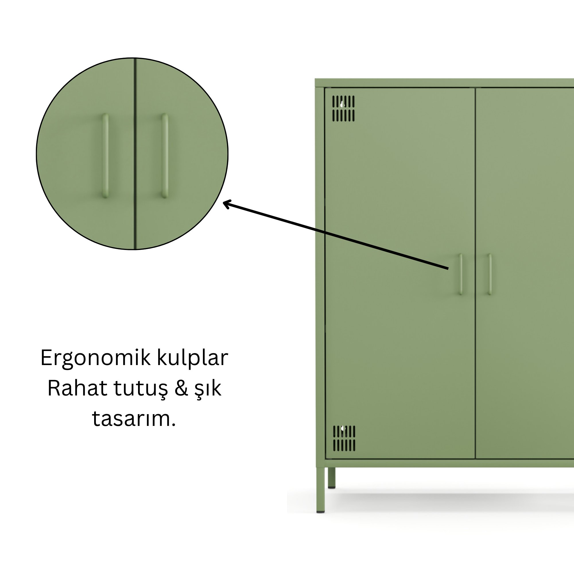 Pera Metal Dolap 2 Kapılı 80,50 x 40 x 109,50 cm - Ral 6011 Yeşil
