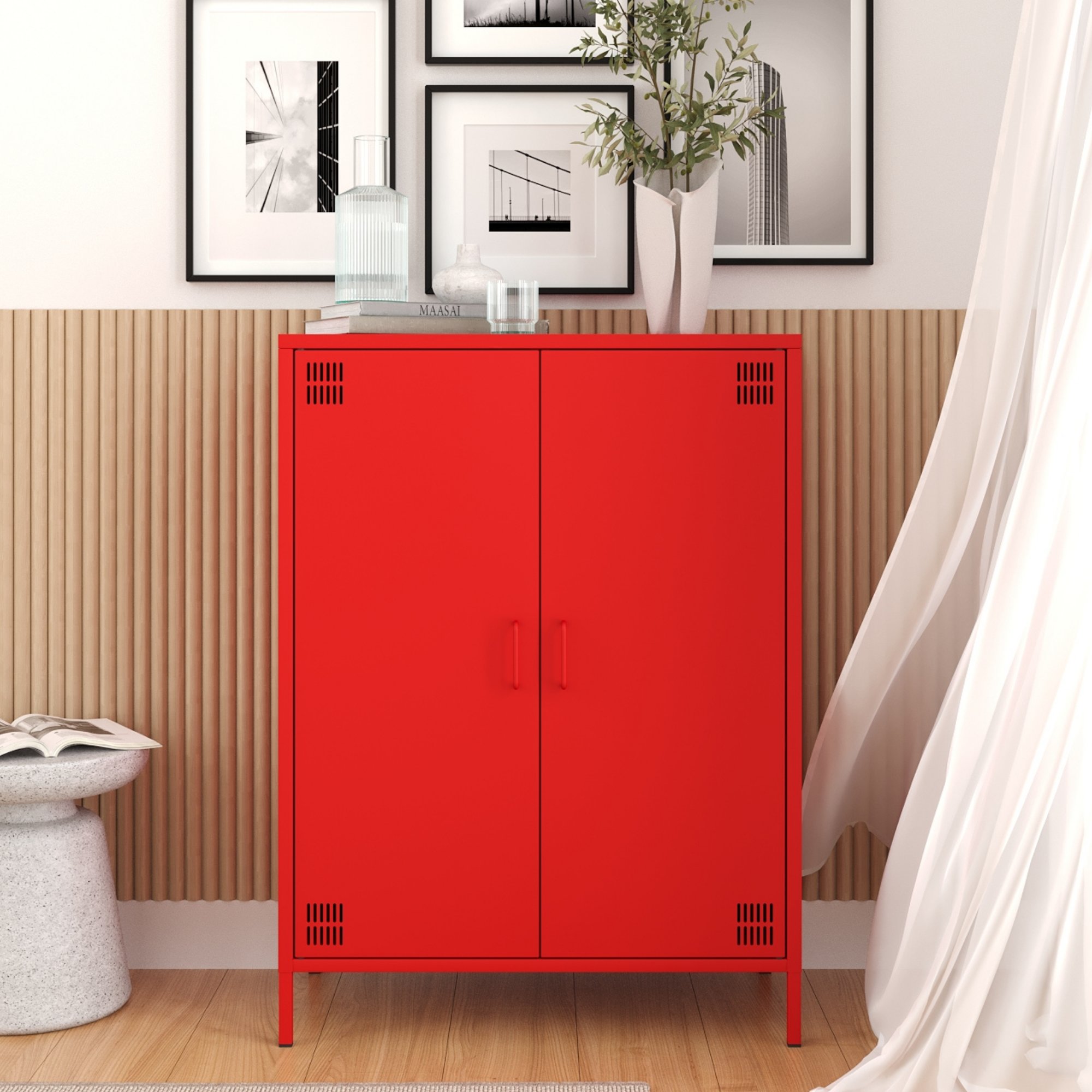 Pera Metal Dolap 2 Kapılı 80,50 x 40 x 109,50 cm - Ral 3020 Kırmızı