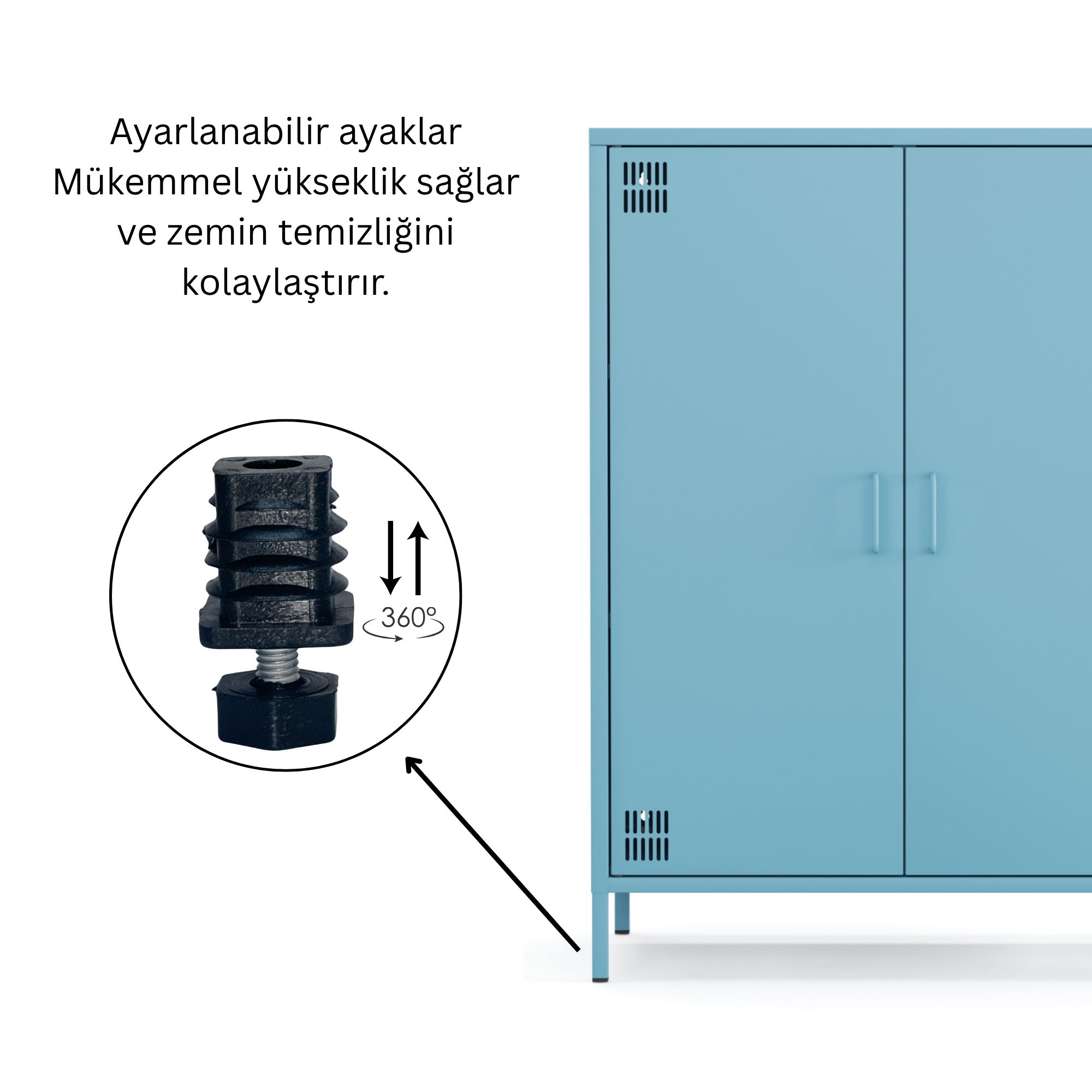 Pera Metal Dolap 2 Kapılı 80,50 x 40 x 109,50 cm - Ral 5024 Mavi