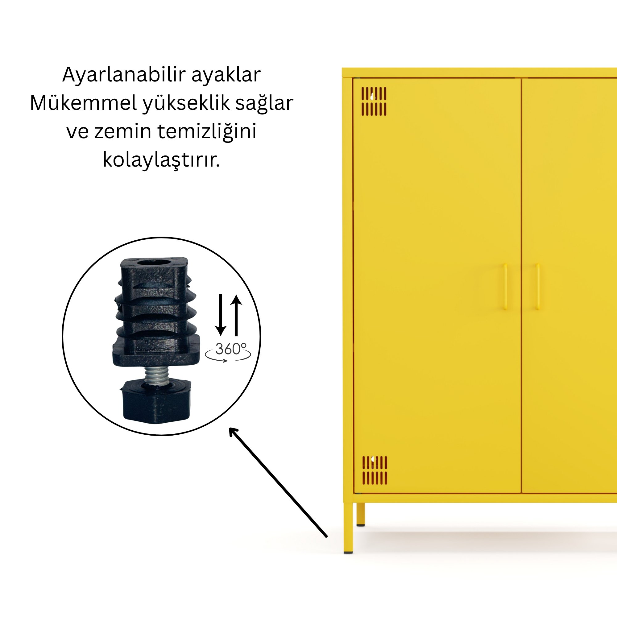 Pera Metal Dolap 2 Kapılı 80,50 x 40 x 109,50 cm - Ral 1018 Sarı