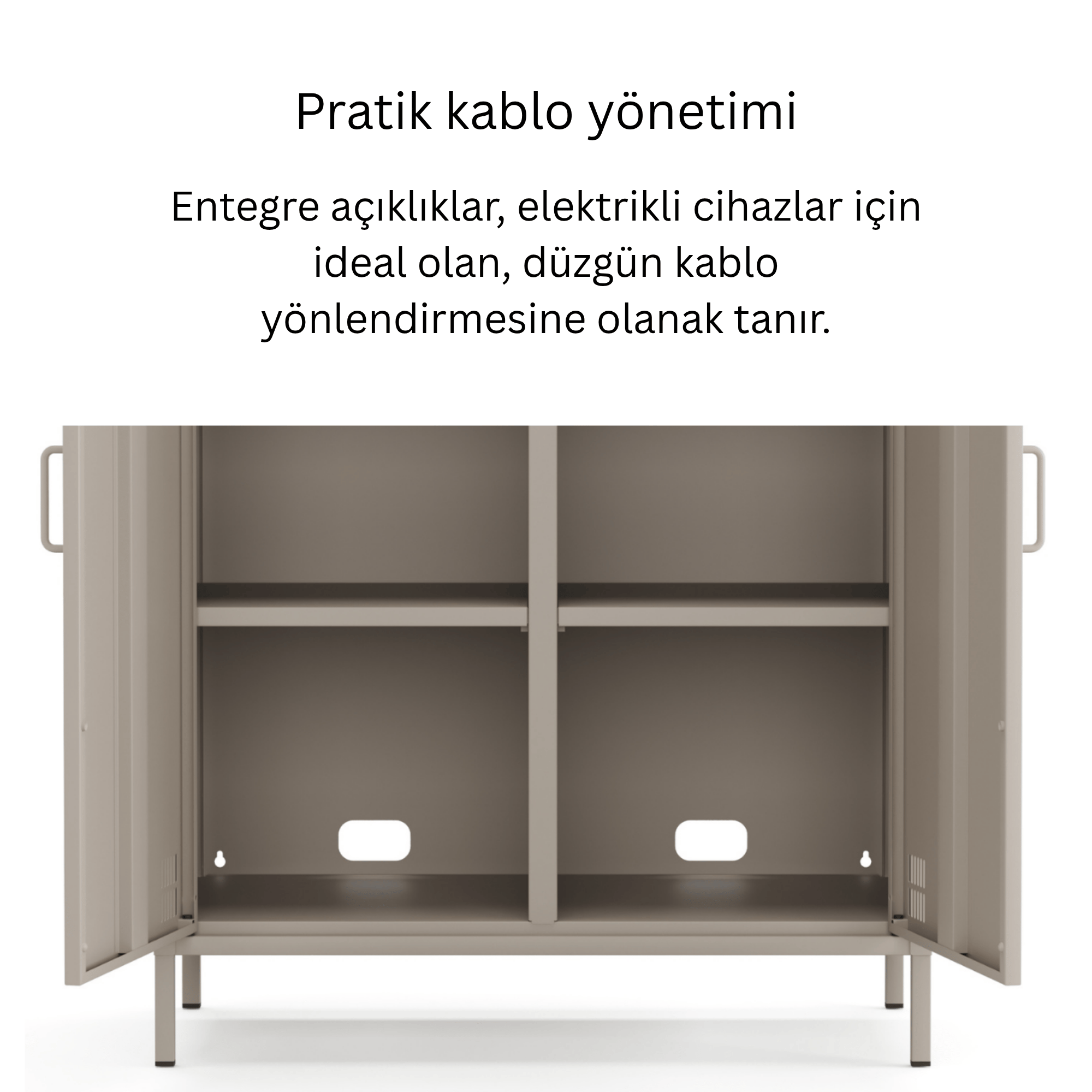 Pera Metal Dolap 2 Kapılı 80,50 x 40 x 109,50 cm - Bej Rengi