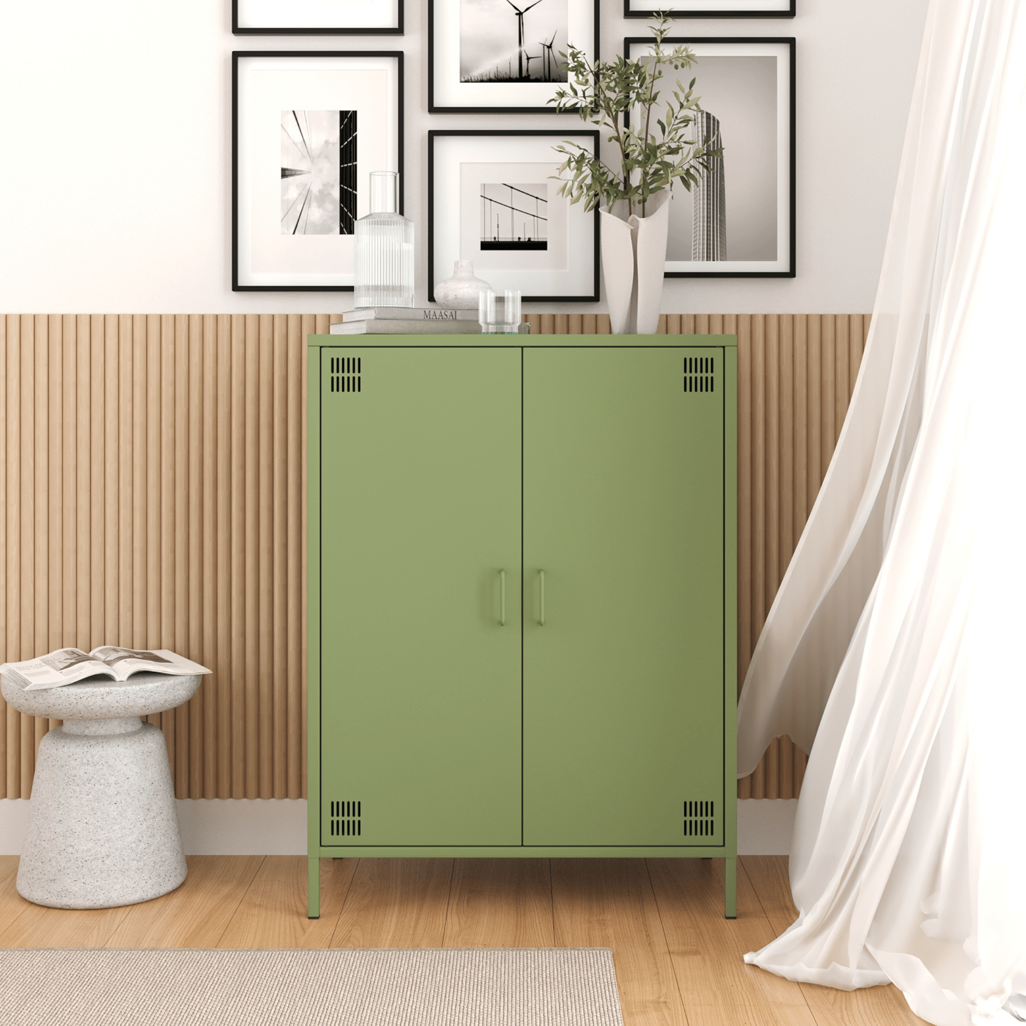 Pera Metal Dolap 2 Kapılı 80,50 x 40 x 109,50 cm - Ral 6011 Yeşil