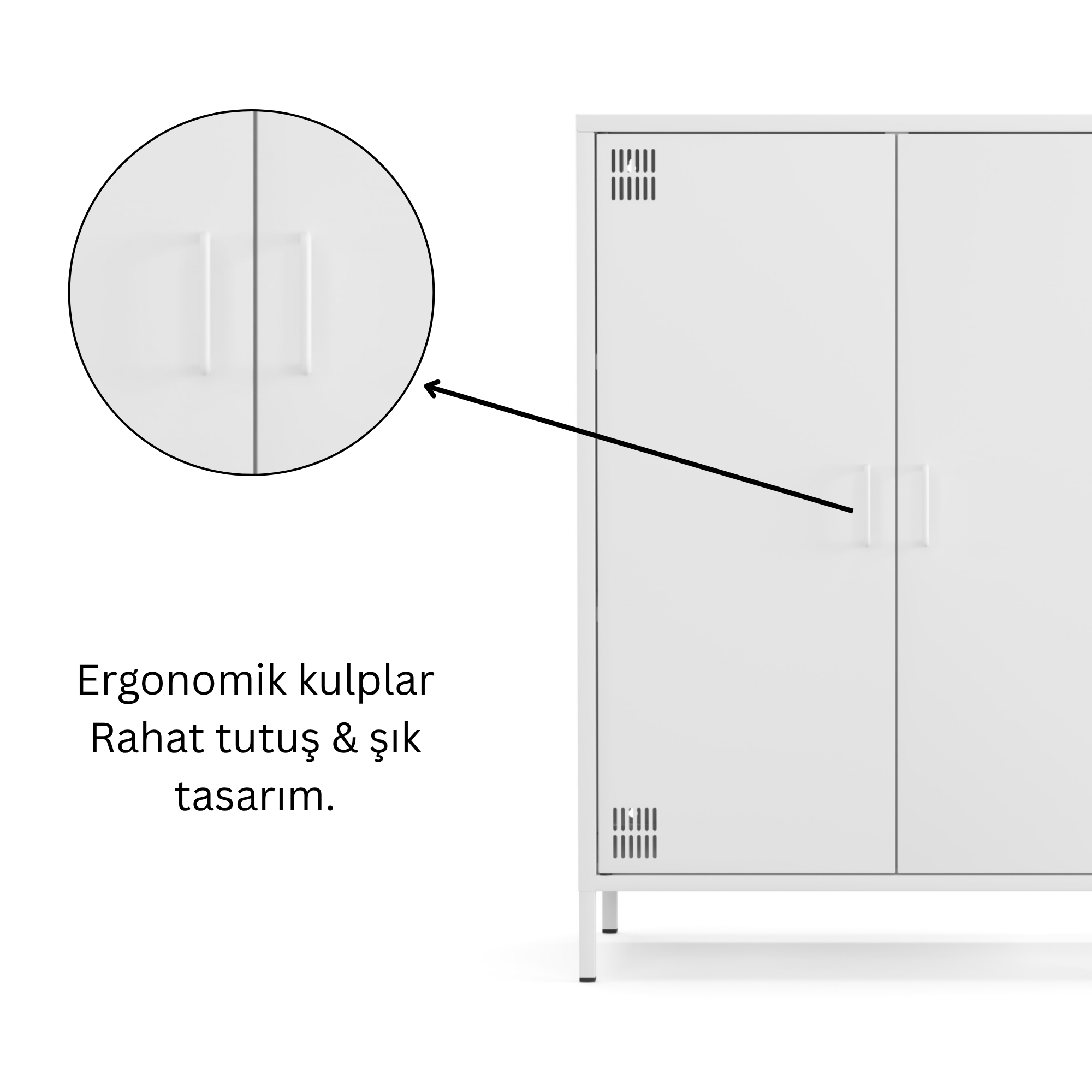 Pera Metal Dolap 2 Kapılı 80,50 x 40 x 109,50 cm - Ral 9016 Beyaz