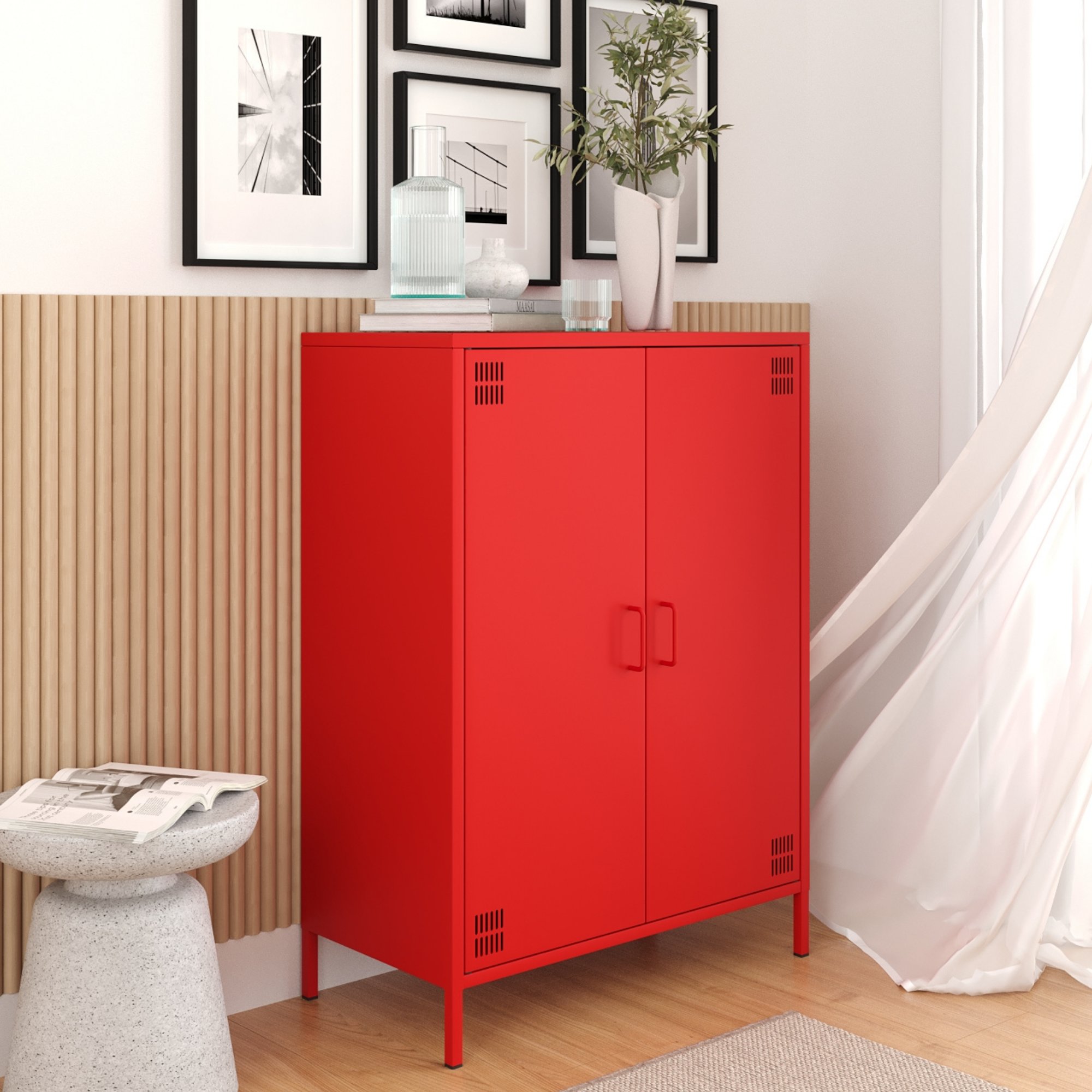 Pera Metal Dolap 2 Kapılı 80,50 x 40 x 109,50 cm - Ral 3020 Kırmızı