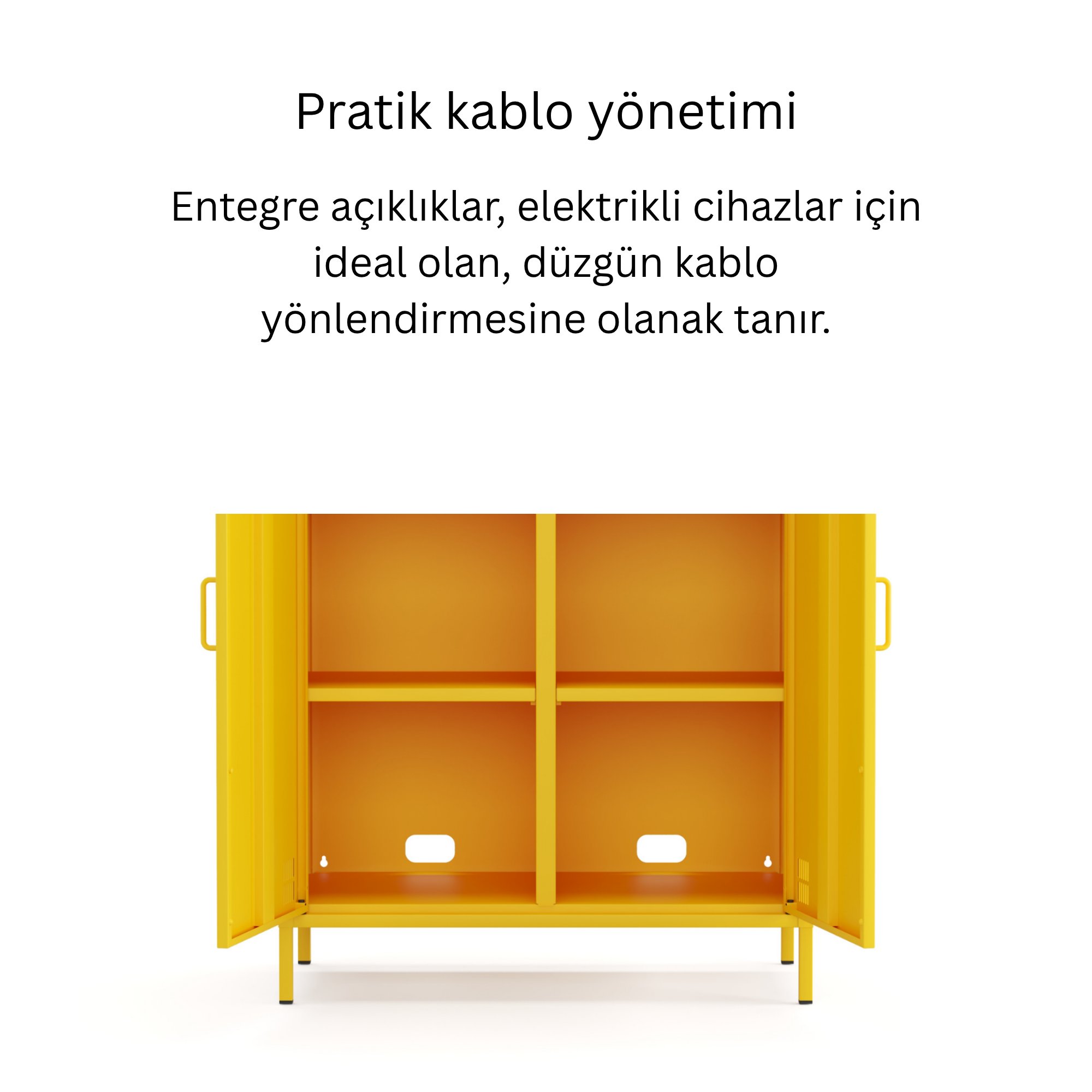 Pera Metal Dolap 2 Kapılı 80,50 x 40 x 109,50 cm - Ral 1018 Sarı