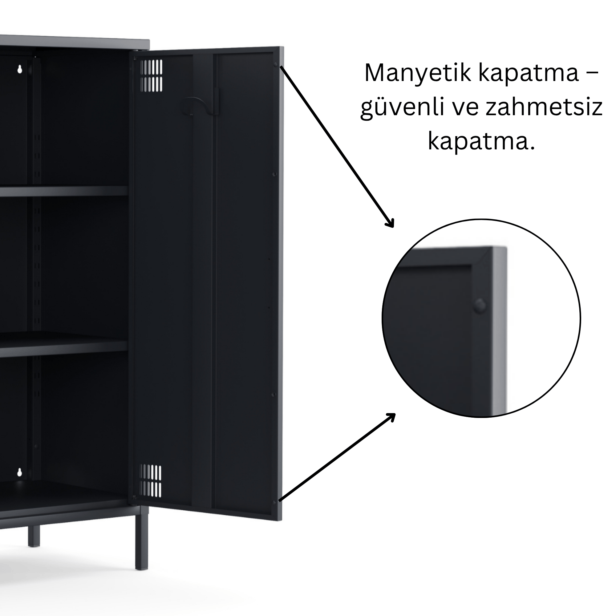 Pera Metal Dolap 2 Kapılı 80,50 x 40 x 109,50 cm - Ral 7016 Antrasit