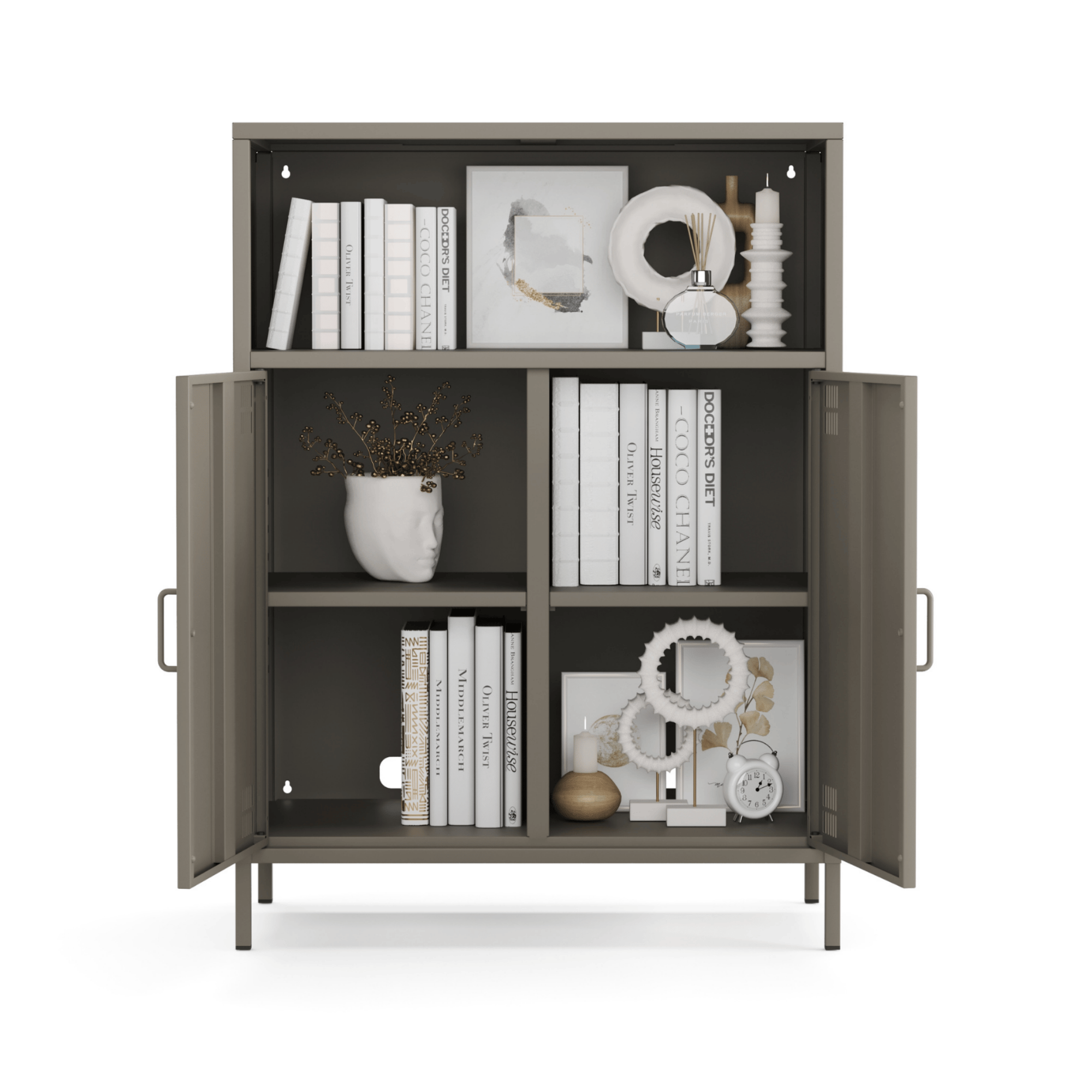 Pera Metal Dolap 2 Kapılı, Açık Raflı 80,50 x 40 x 109,50 cm - Ral 7039 Antrasit
