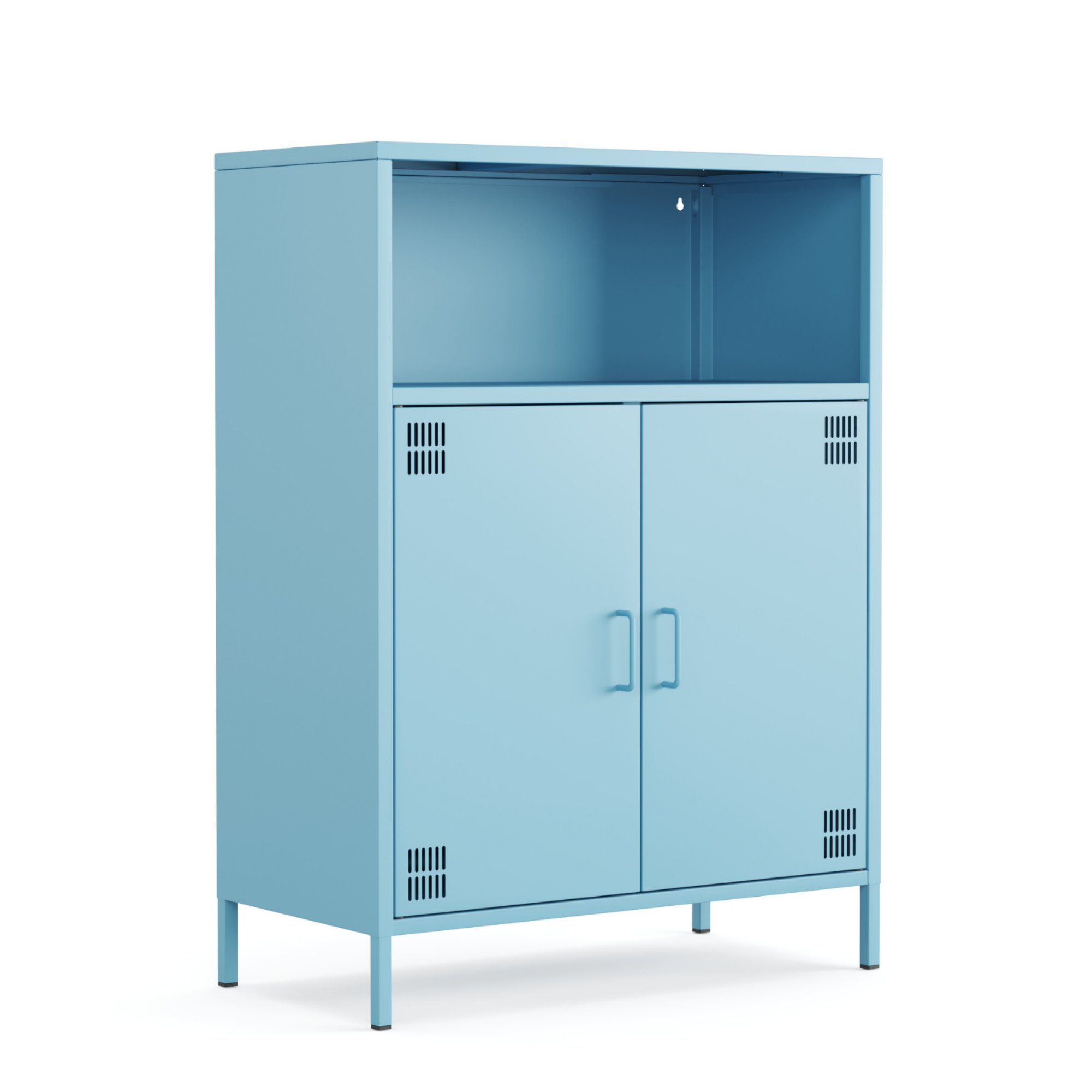 Pera Metal Dolap 2 Kapılı, Açık Raflı 80,50 x 40 x 109,50 cm - Ral 5024 Mavi