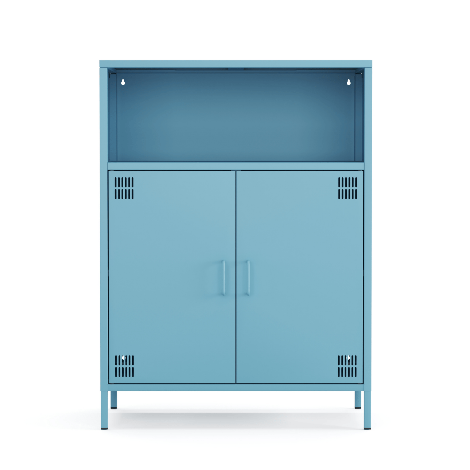Pera Metal Dolap 2 Kapılı, Açık Raflı 80,50 x 40 x 109,50 cm - Ral 5024 Mavi